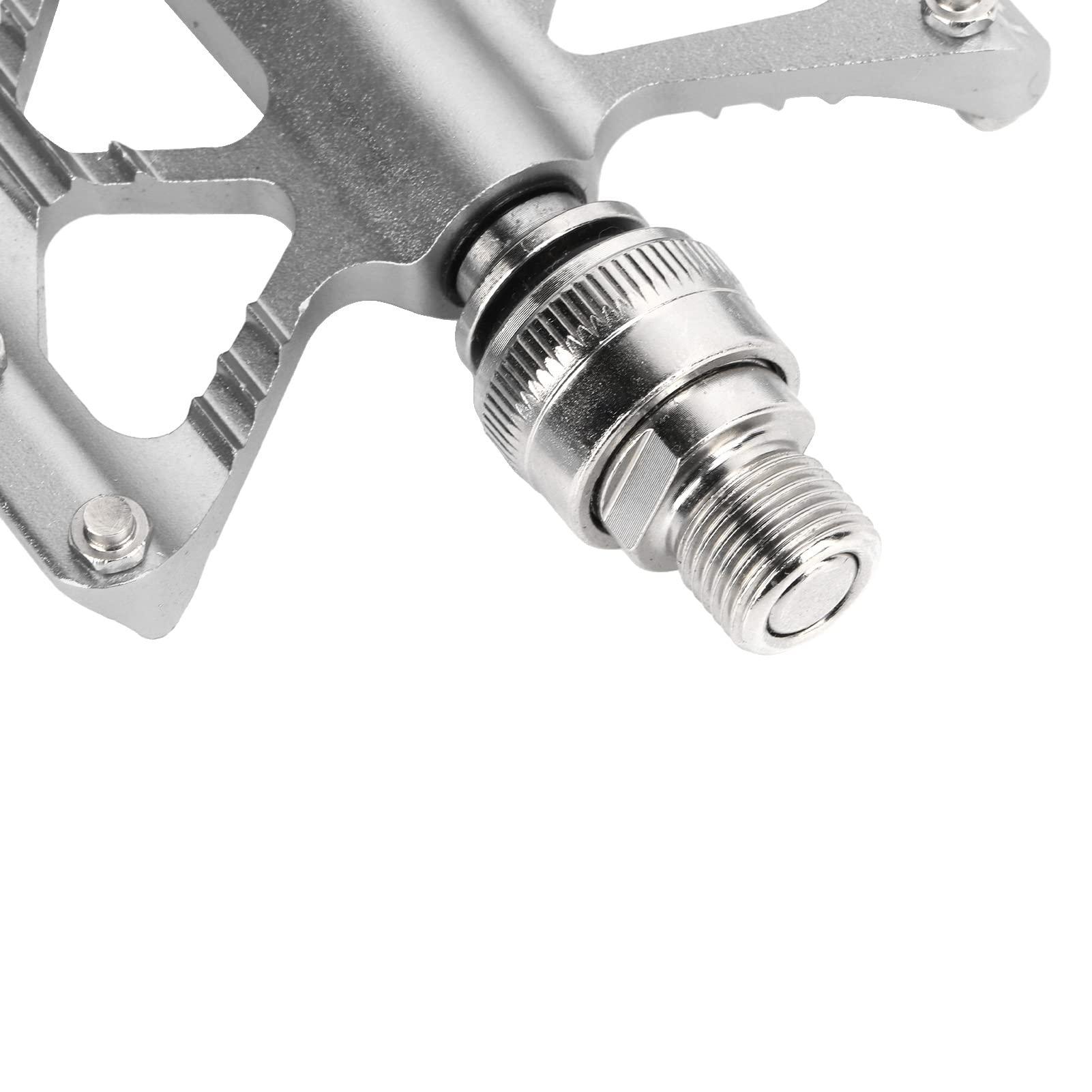 SPYMINNPOO SPYMINNPOO 1 Pair K5 Quick Release Pedals Aluminum Alloy Bike Bearing Pedals for Road Folding Bikes 4 Colors(Silver (Boxed))