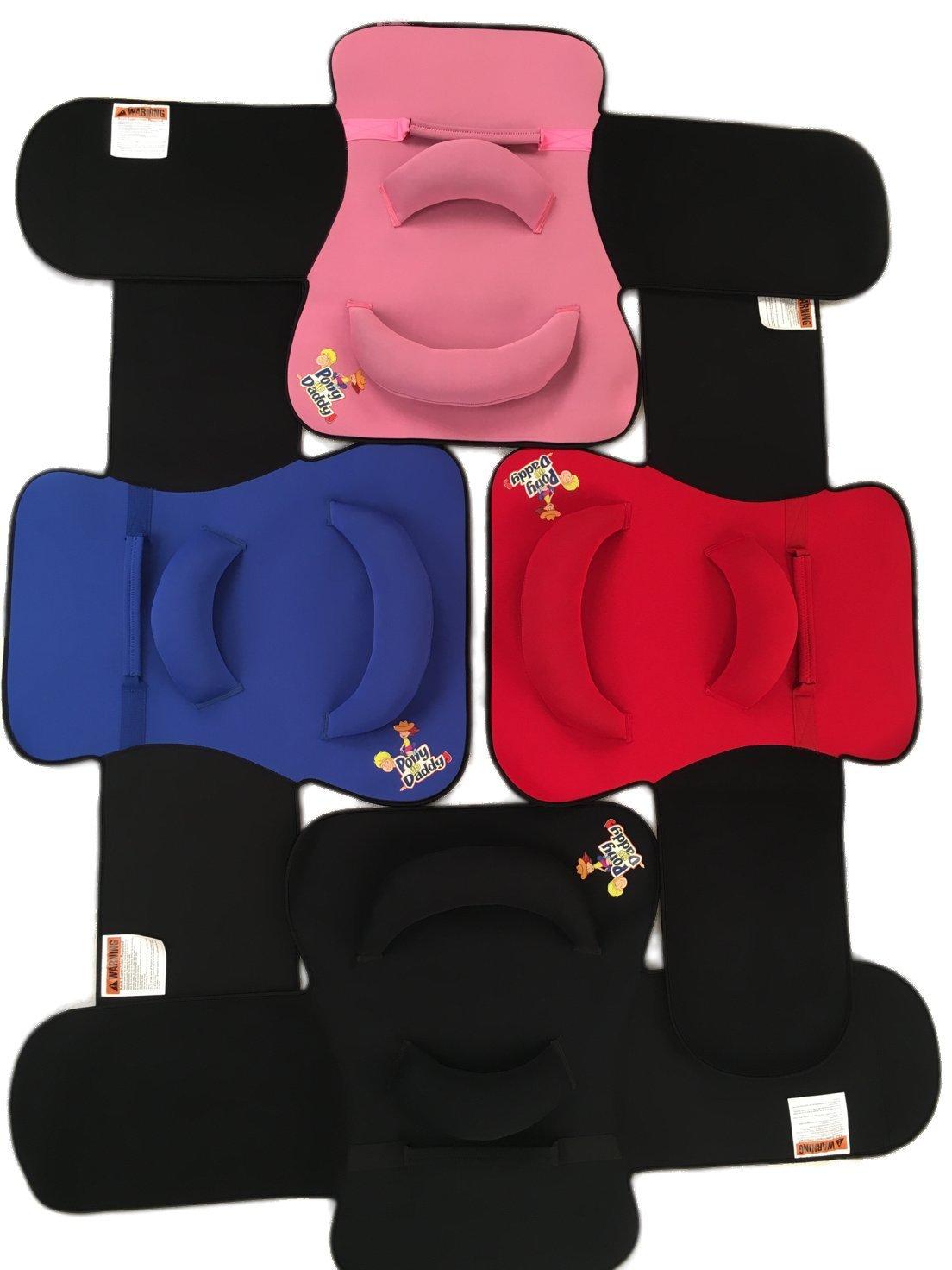 Pony Up Daddy Pony Up Daddy - Neoprene Parent Saddle with Easy Close Strap - Features Padded Seat and Grab Handle for Safe and Comfortable Play Pony Rides - Fits Up to 50\" Chest Size - Sheriff Blue