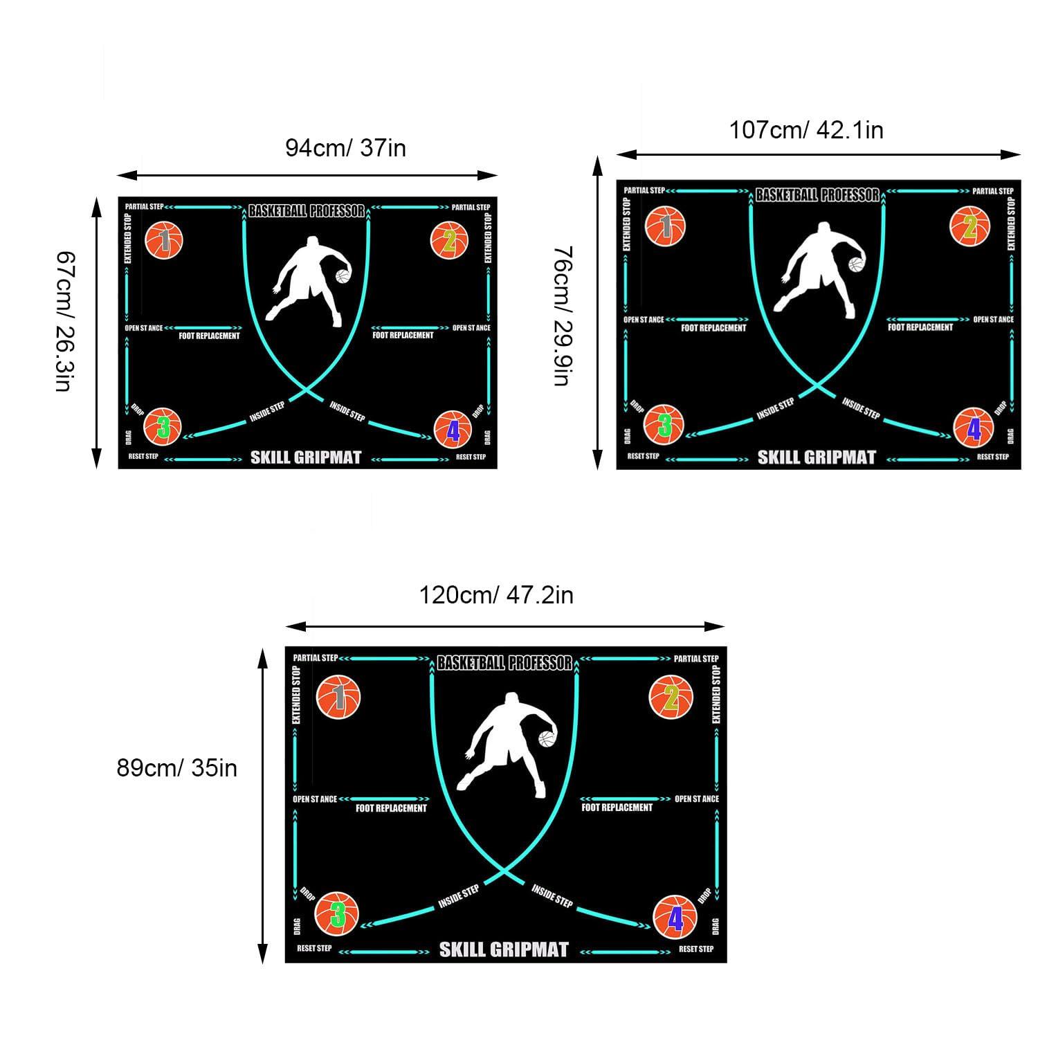 PUSHIZHIGUANG Basketball Footstep Training Mat, Portable Basketball Training Mat, Non Slip Rubber Training System Blanke, Training Pace Ball Control for Home Kids (Black A, 35 * 47.2in)