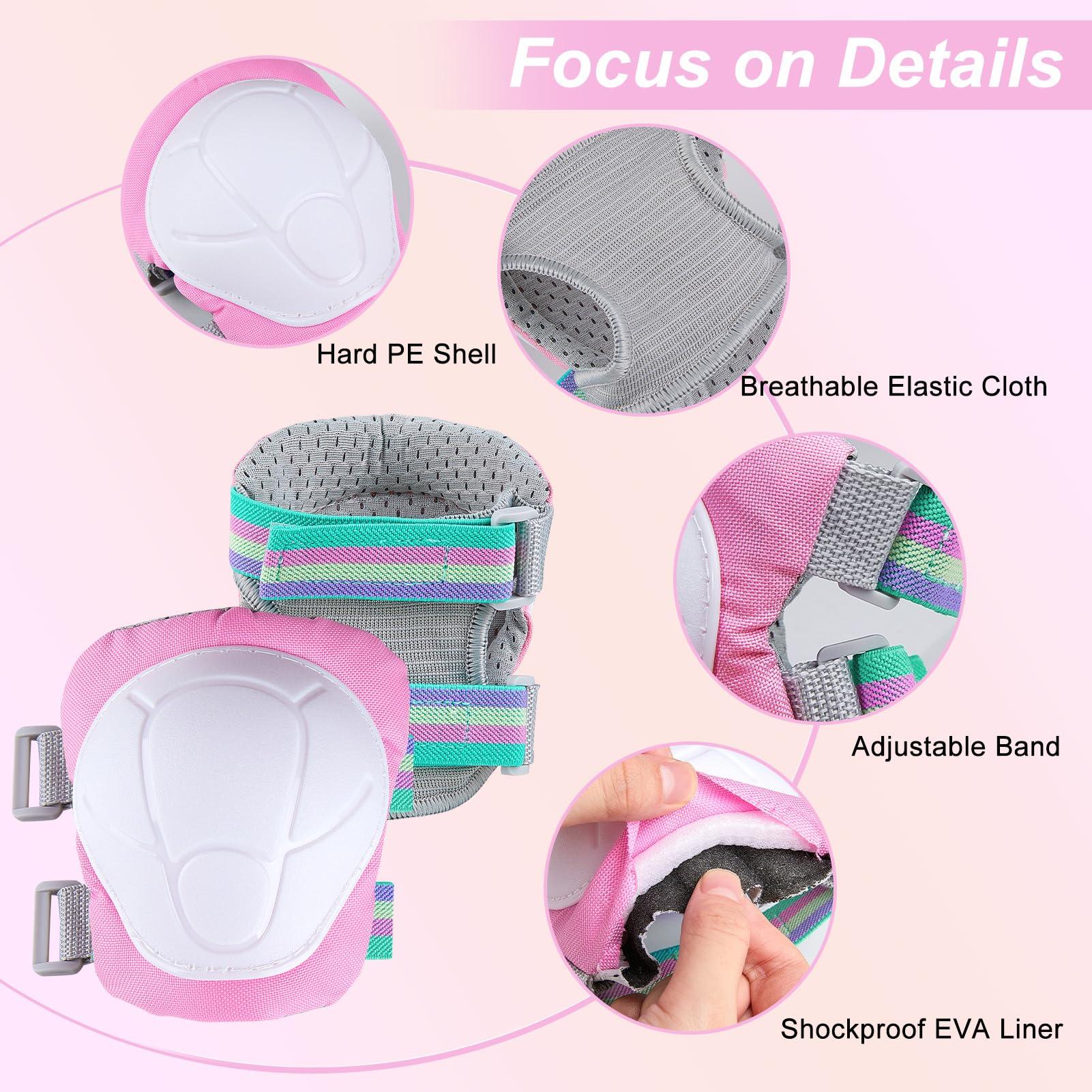 Unicorn Catcher Kids Bike Helmet, Kids Helmets Ages 5-8 with DIY Stickers Kids Knee Pads and Elbow Pads Set Unicorn Toddler Helmets Adjustable Girls Helmet for Age 3-5-8 fit Skateboarding, Roller Skates, Scooter