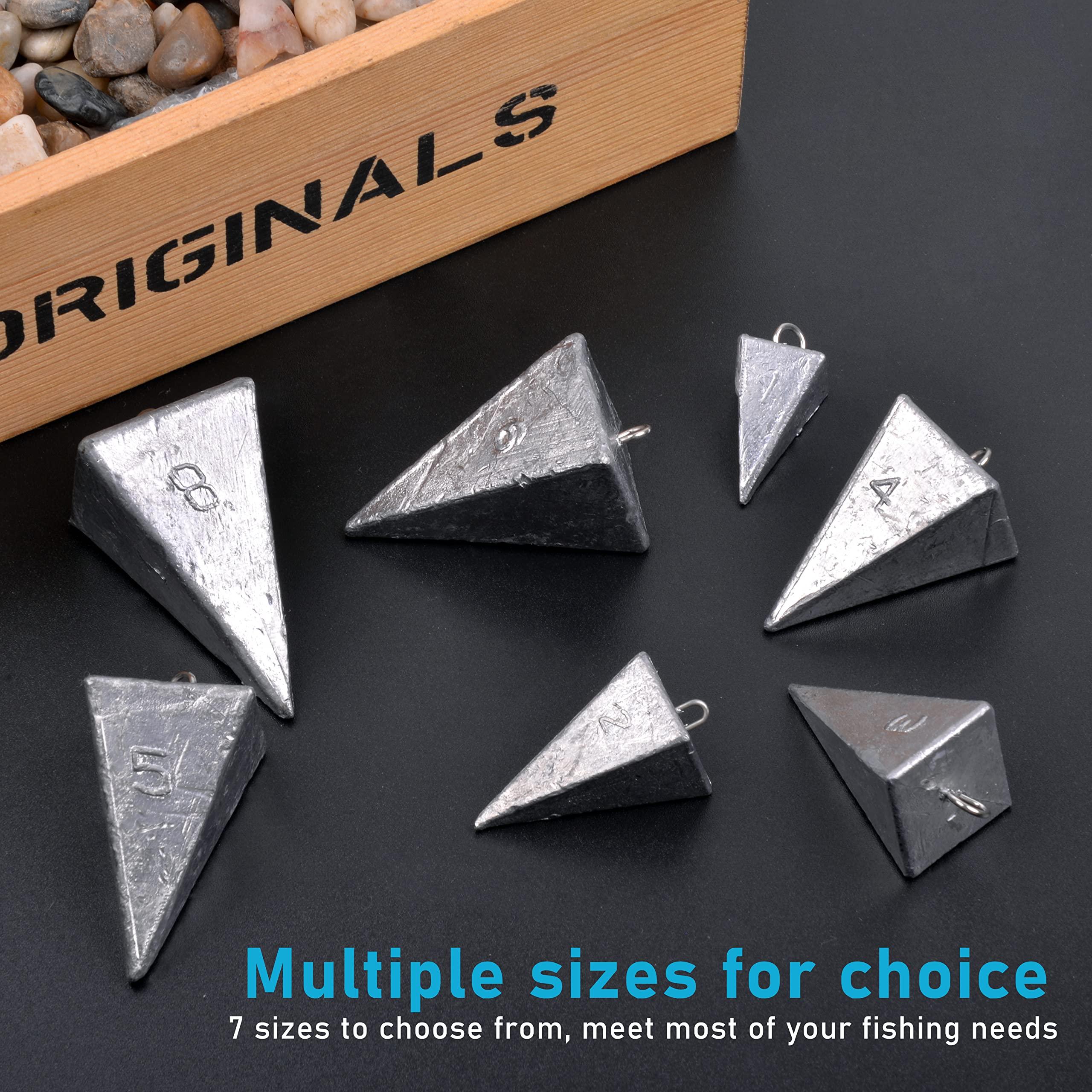FUSIGO Pyramid Sinkers Fishing Weights, Bullet Fishing Weights Sinkers Tangle Free Fishing Weights for Saltwater Surf Fishing Gear Tackle 1oz 2oz 3oz 4oz 5oz 6oz 8oz