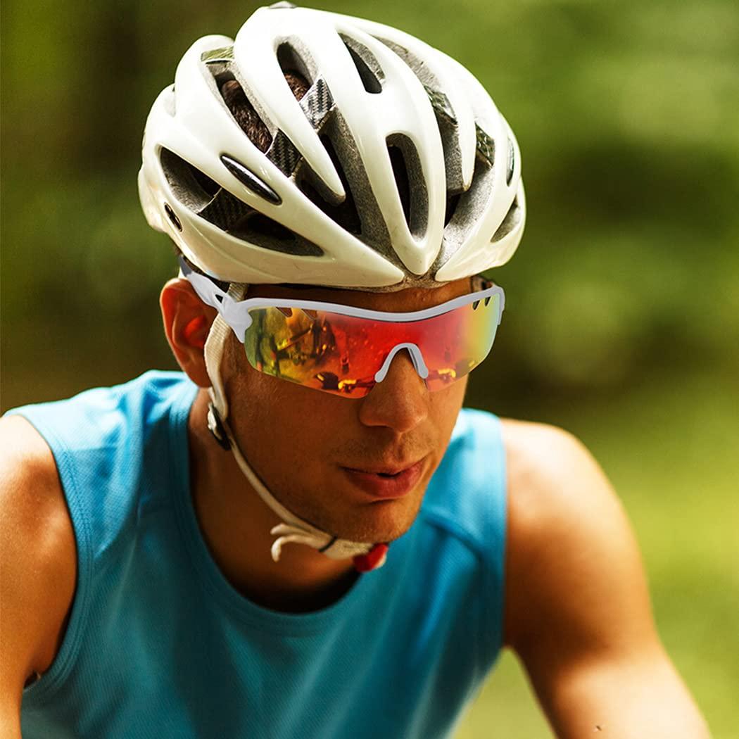 ITSCOOL ITSCOOL Polarized Sports Sunglasses with 5 Interchangeable Lenses for Men Women Softball Baseball Running Cycling Glasses Blue Green