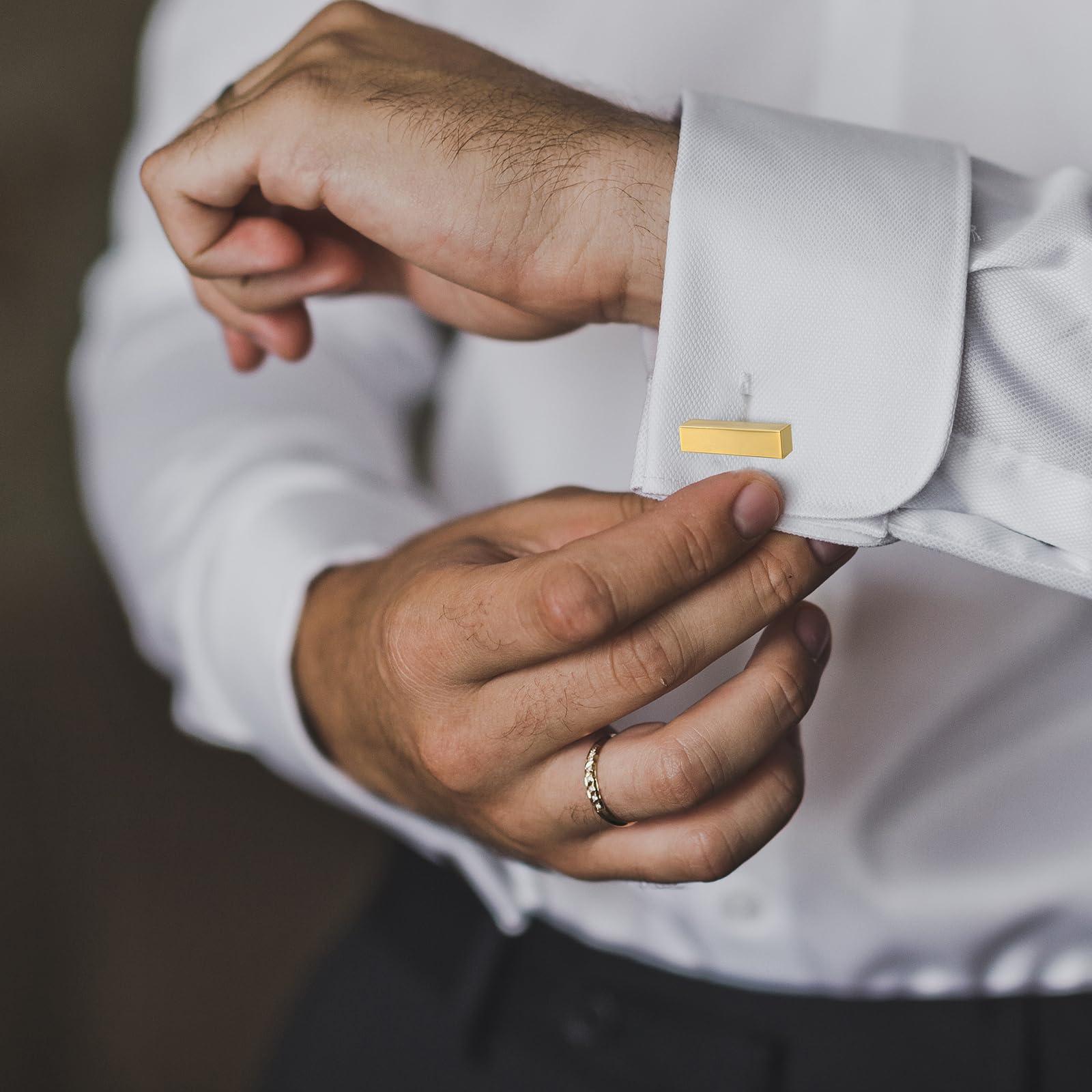 Cyriacus Men's Cufflinks Bricks unique Designe Solid Material, Cuff-links for Regular Wedding Business Accessories Best Men, Gold Brick Cufflinks for Men (Gold Brick)