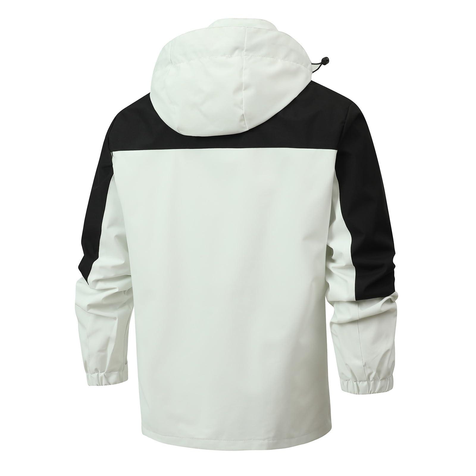 NineFit Basics Mens Lightweight Waterproof Rain Jacket Packable Hooded Outdoor Jacket Raincoat Rain for Hiking Cycling Windbreaker