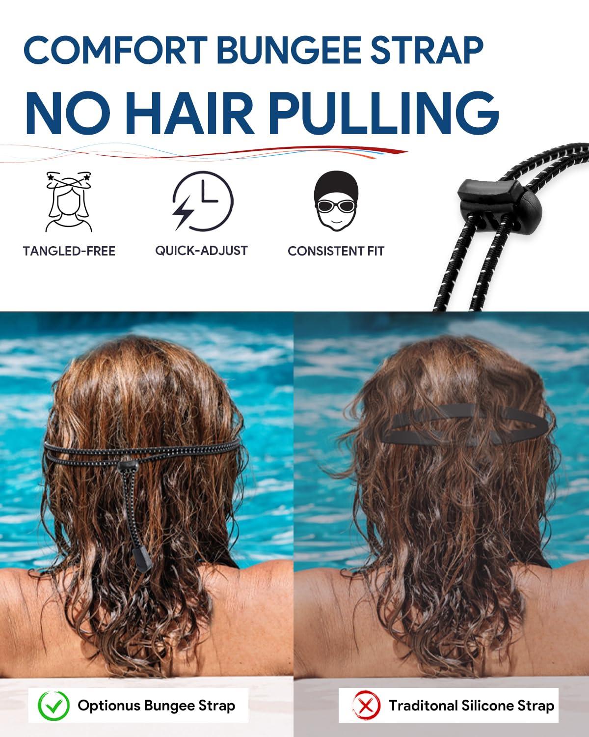 Otionus Otionus Swim Goggles, Polarized Adult Swimming Goggles Bungee Strap No Hair Pulling Anti-fog Pool Goggles for Men Women