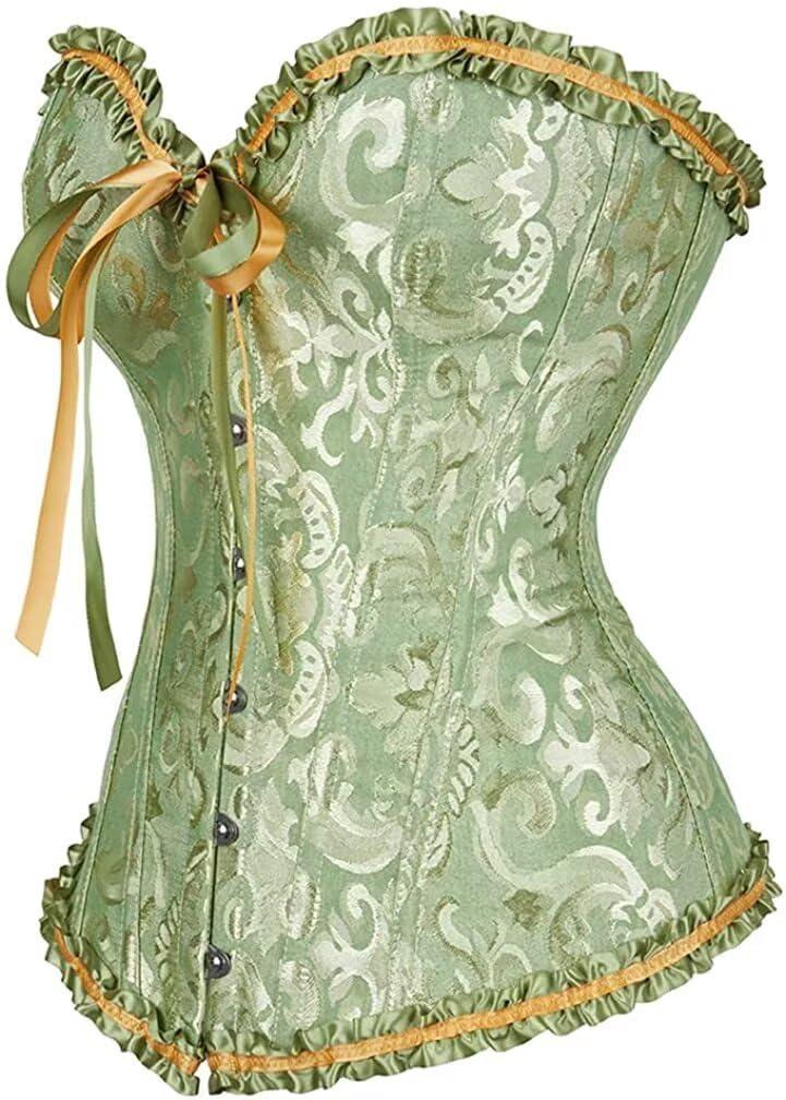 Jutrisujo Green Corset Tops for Women Bustiers Satin Shapewear Lace up Princess Plus Size Ladies 4XL