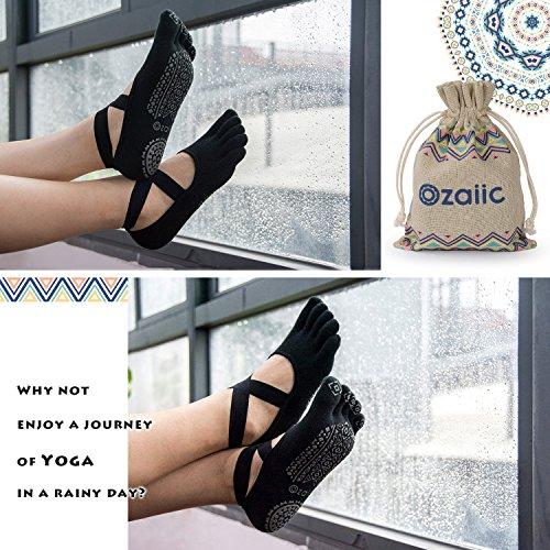Ozaiic Ozaiic Yoga Socks for Women with Grips, Non-Slip Five Toe Socks for Pilates, Barre, Ballet, Fitness