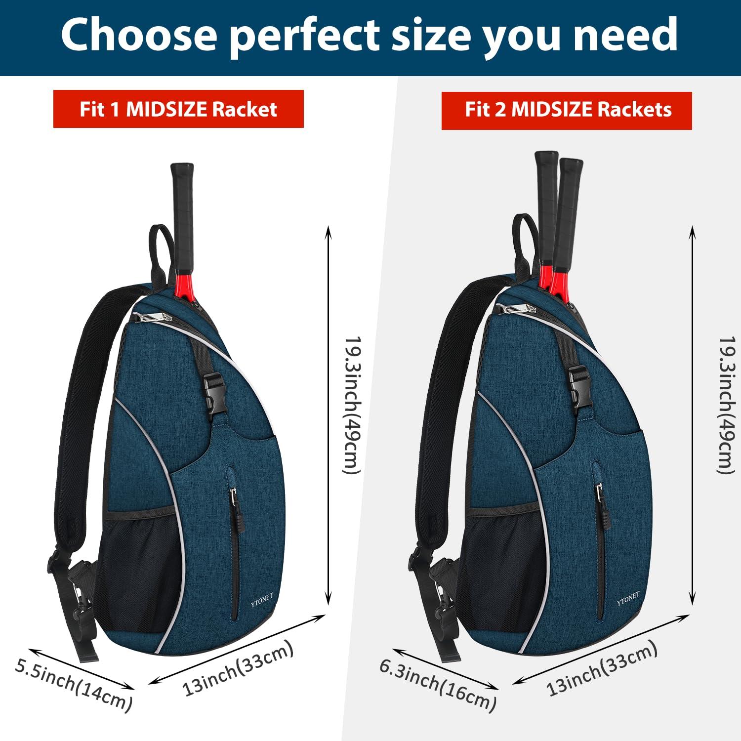 Ytonet Ytonet Tennis Bag, Tennis Sling Backpack Crossbody Water Resistant for Men Women, Compatible for Pickleball Tennis Badminton Rackets