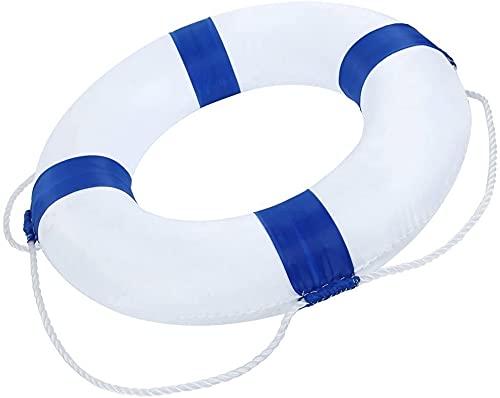 FIRSTONE 5Pcs Foam Swim Rings Swimming Pool Life Ring Buoy with Perimeter Rope (Blue)