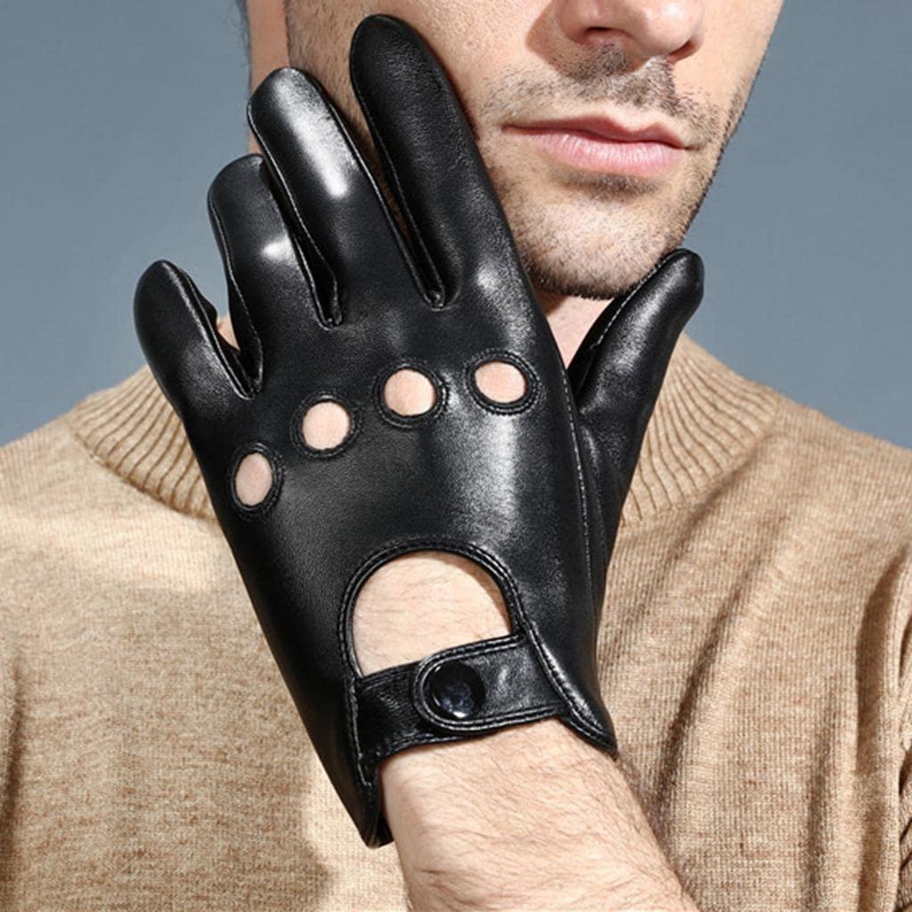 pistro pistro Mens Vintage Leather Driving Gloves Lined Screen Touch Drive Gosling Gloves - Black, L