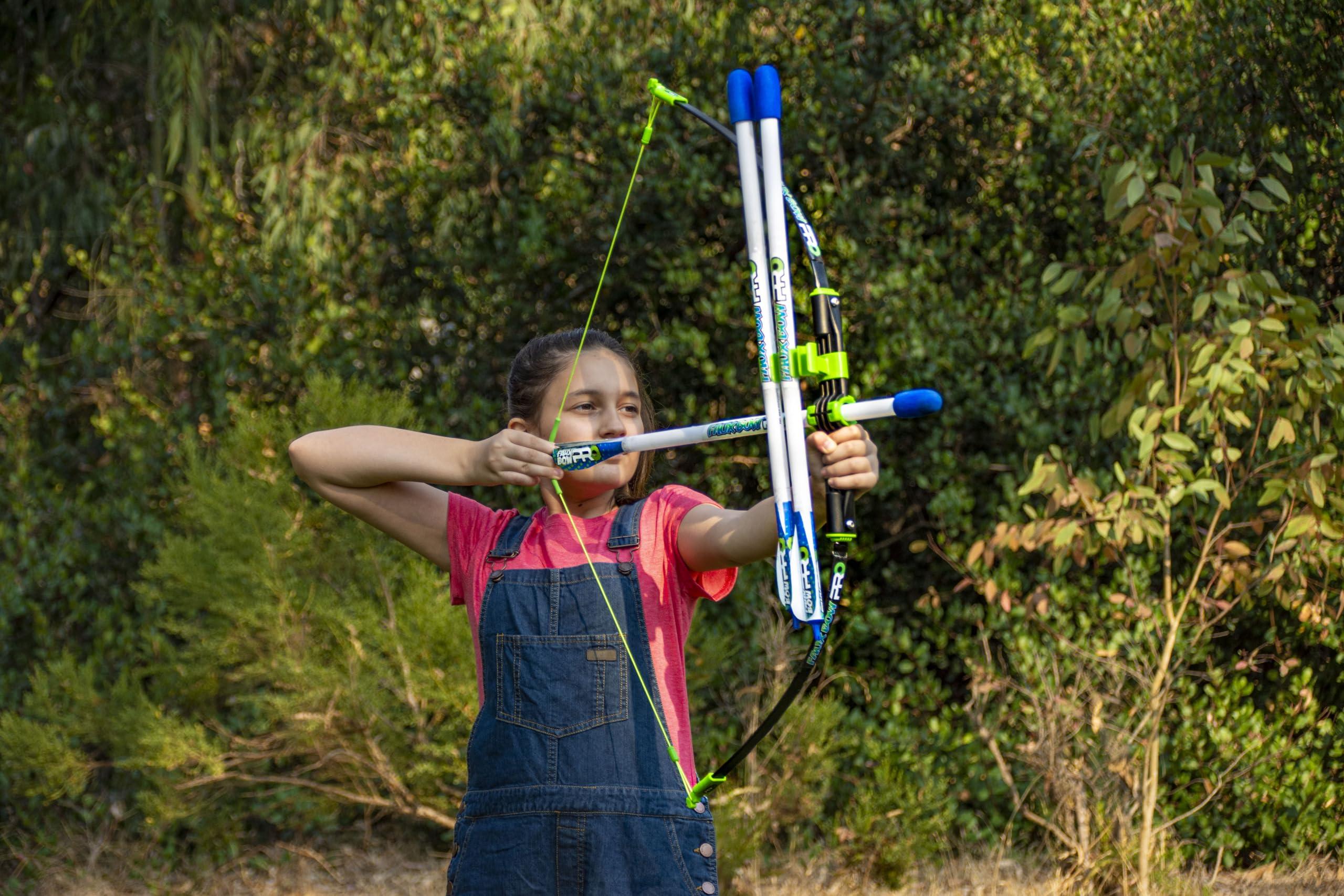 FAUX BOW Original FAUX BOW Pro Longbow– Patented Bow and Arrow Impact Archery Set - Shoots Over 200 Feet – Best Outdoor Toy - Youth Safe Archery Anywhere - Fun Backyard Target Practice