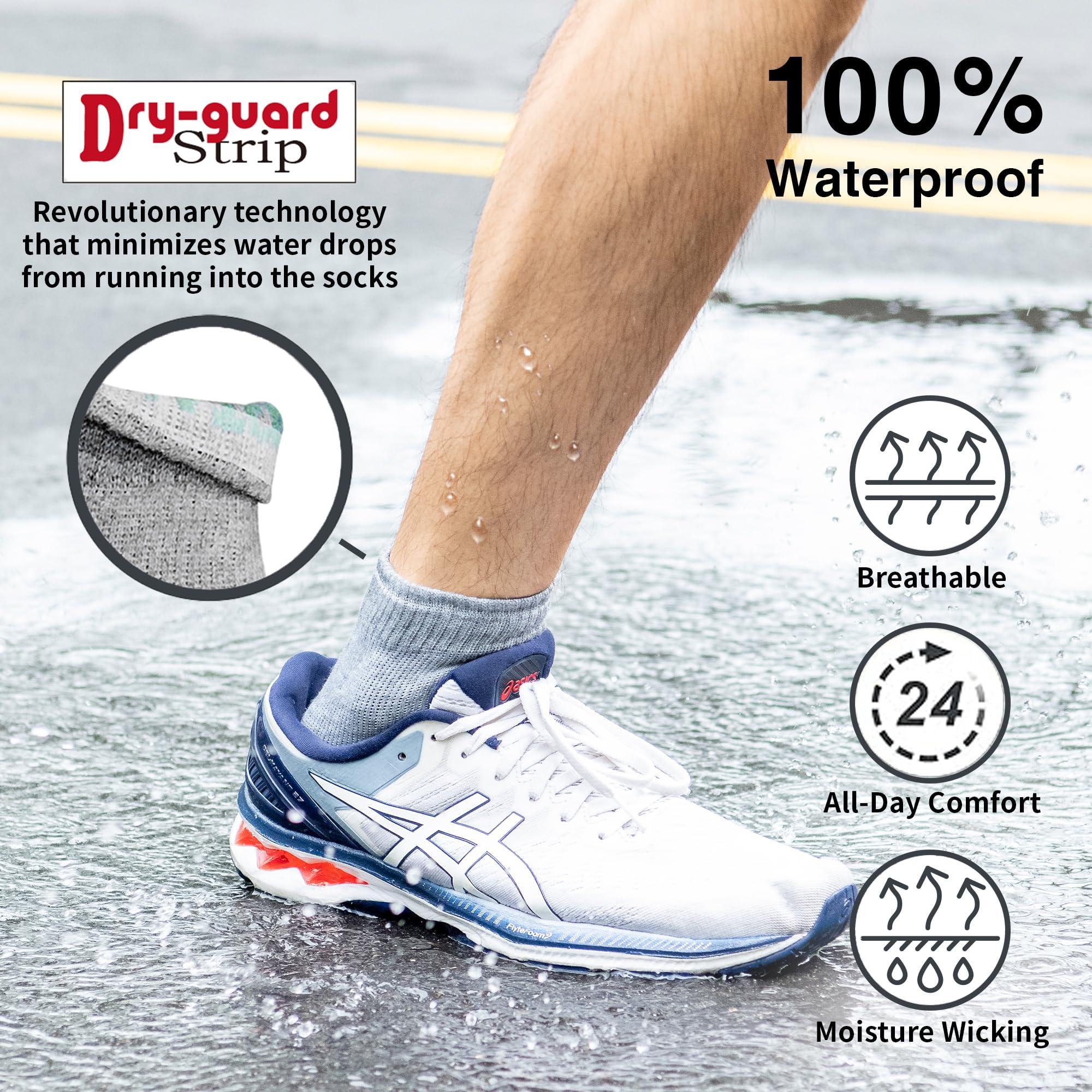 DRYMILE DRYMILE Active Waterproof Socks, Breathable Cushioned Running, Hiking, Winter Waterproof Socks for Men & Women - Ankle (Small, White/Blue)