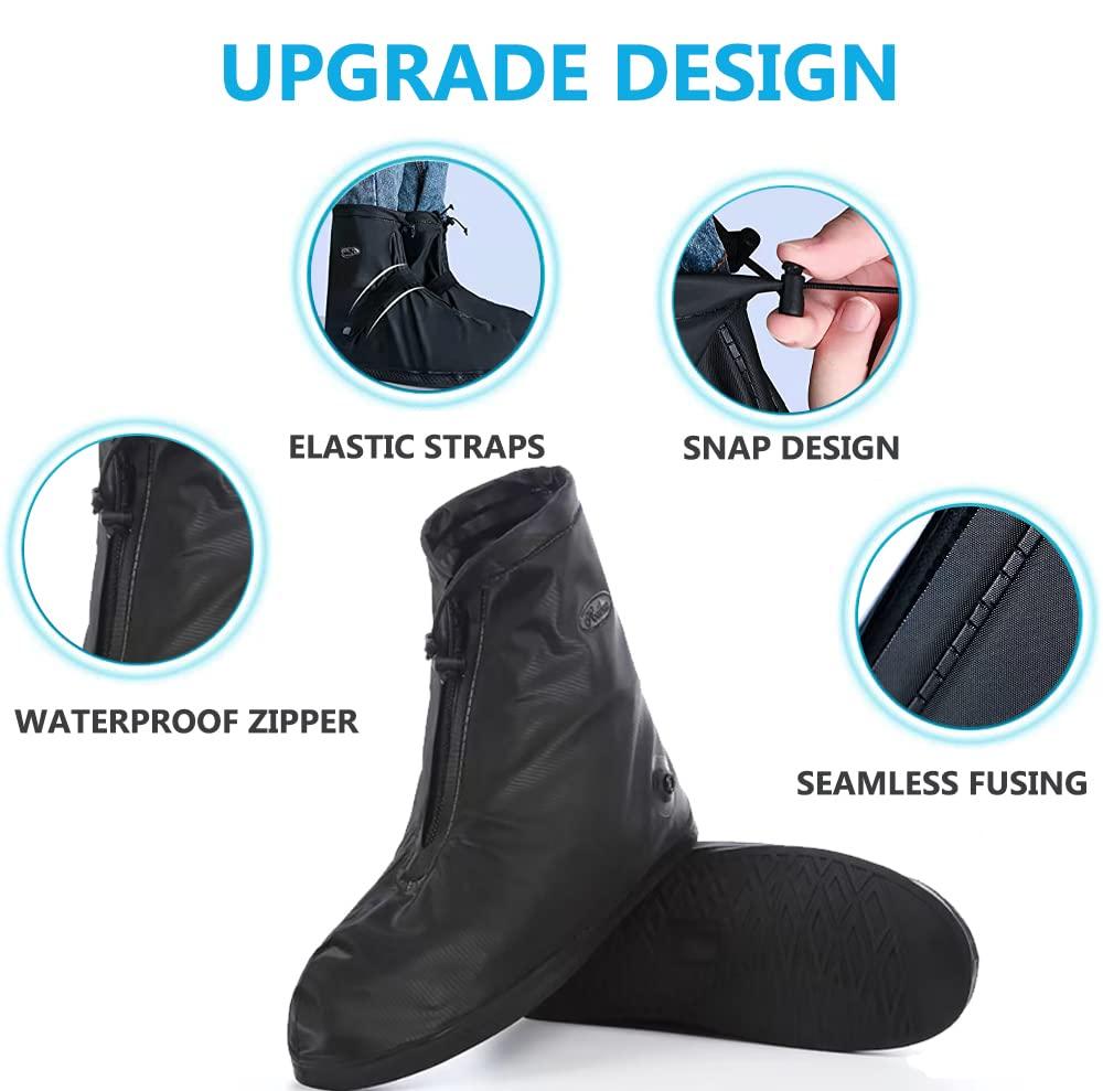 YUEYA YUEYA Waterproof Shoe Covers for Rain, Non-Slip Overshoes with Zipper, Reusable Shoe Protectors for Bicycling and Outdoor Activities, Washable Rain Boots for Men, Women and Kids (White, XL)