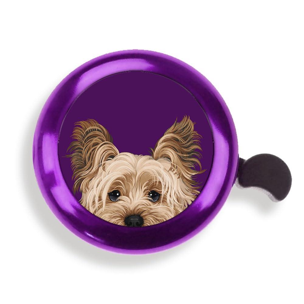 WIRESTER WIRESTER Purple Aluminum Round Bike Bell, Classic Ring Bicycle Bell, Bike Accessories Bell Ring for Adults Kids Girls Boys - Yorkshire Terrier Dog