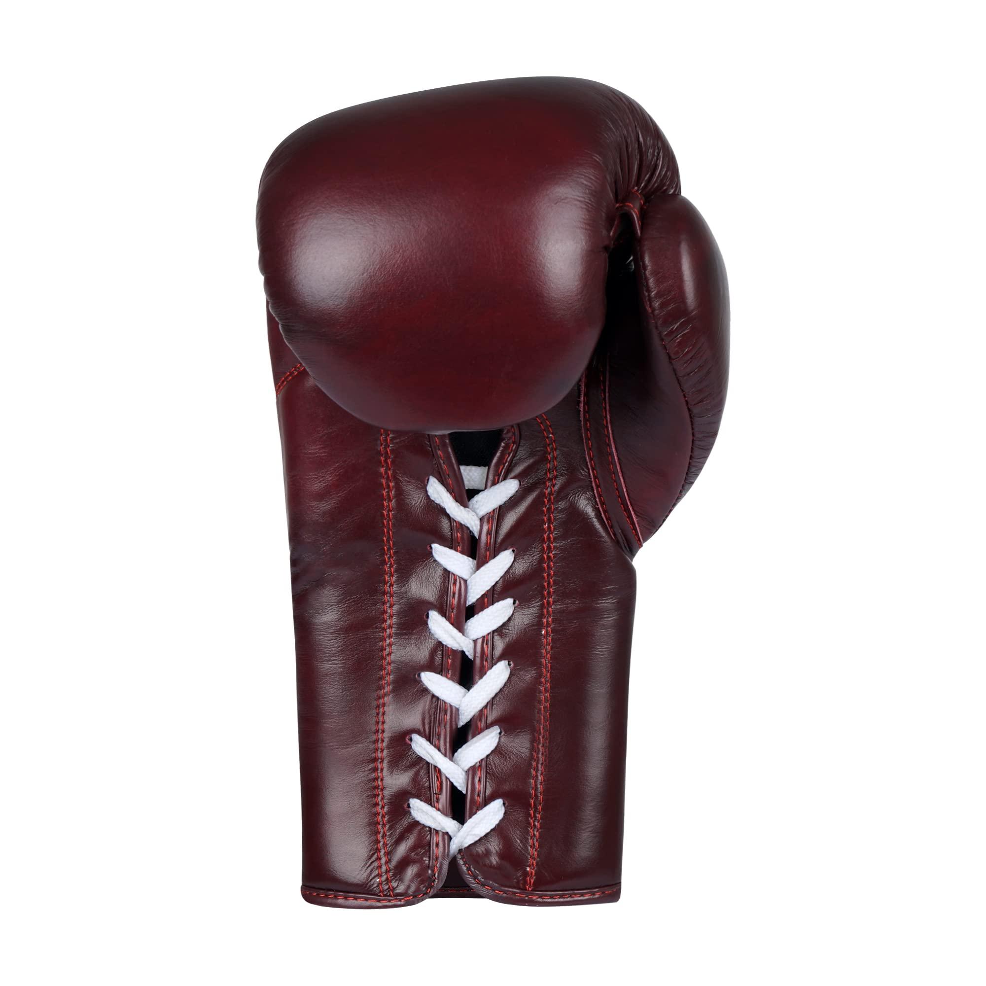 Vali Vali Lancer Leather Lace Up Boxing & MMA Gloves for Pros Sparring (Red, 14OZ)