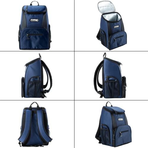 RTIC RTIC Lightweight Backpack Cooler, Navy & Black, 15 Can, Portable Insulated Bag, for Men & Women, Great for Day Trips, Picnics, Camping, Hiking, Beach, or Park
