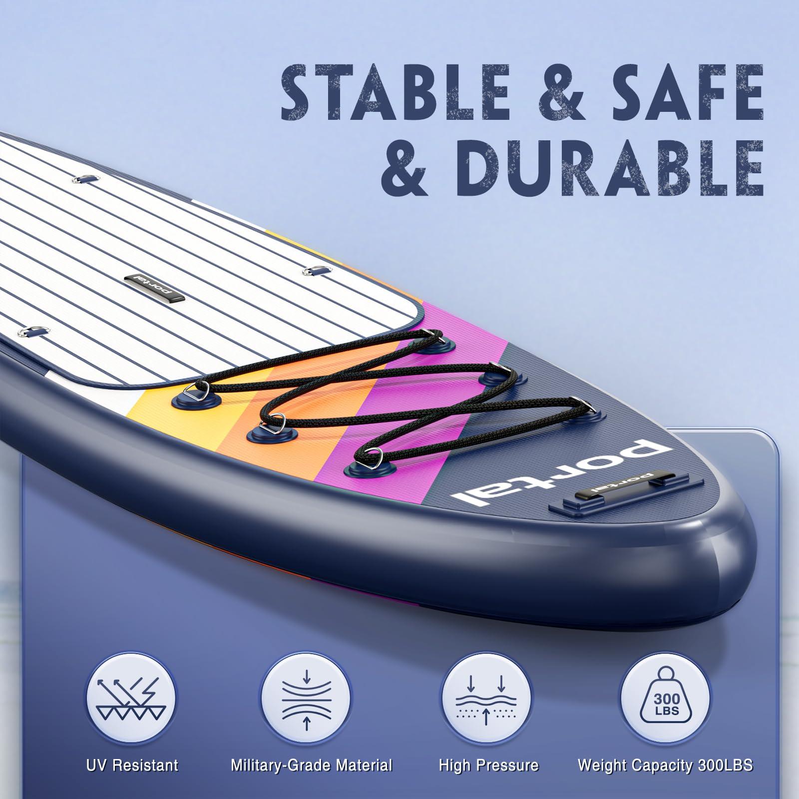 PORTAL PORTAL SUP Inflatable Paddle Board for Adults 10\'6\'\' Stand Up Paddleboard,Non-Slip Deck Blow up Paddle Boards with Adjustable Paddle, Carry Bag, and Repair Kit