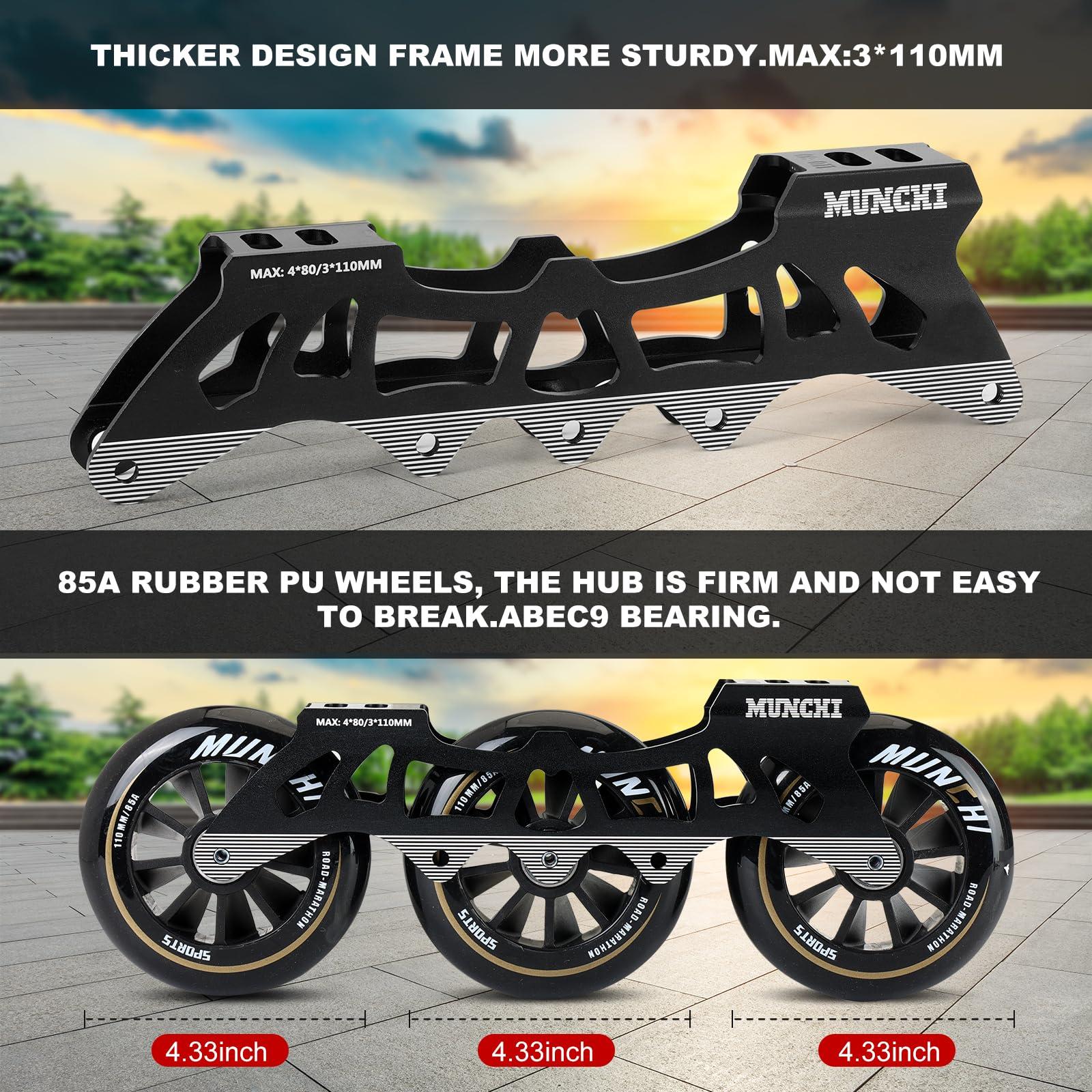 JGMLZK 3 Wheels Fitness Inline Speed Skates for Unisex110mm Roller Skates Blades (White, Men 6.5/Women 7.5 39)