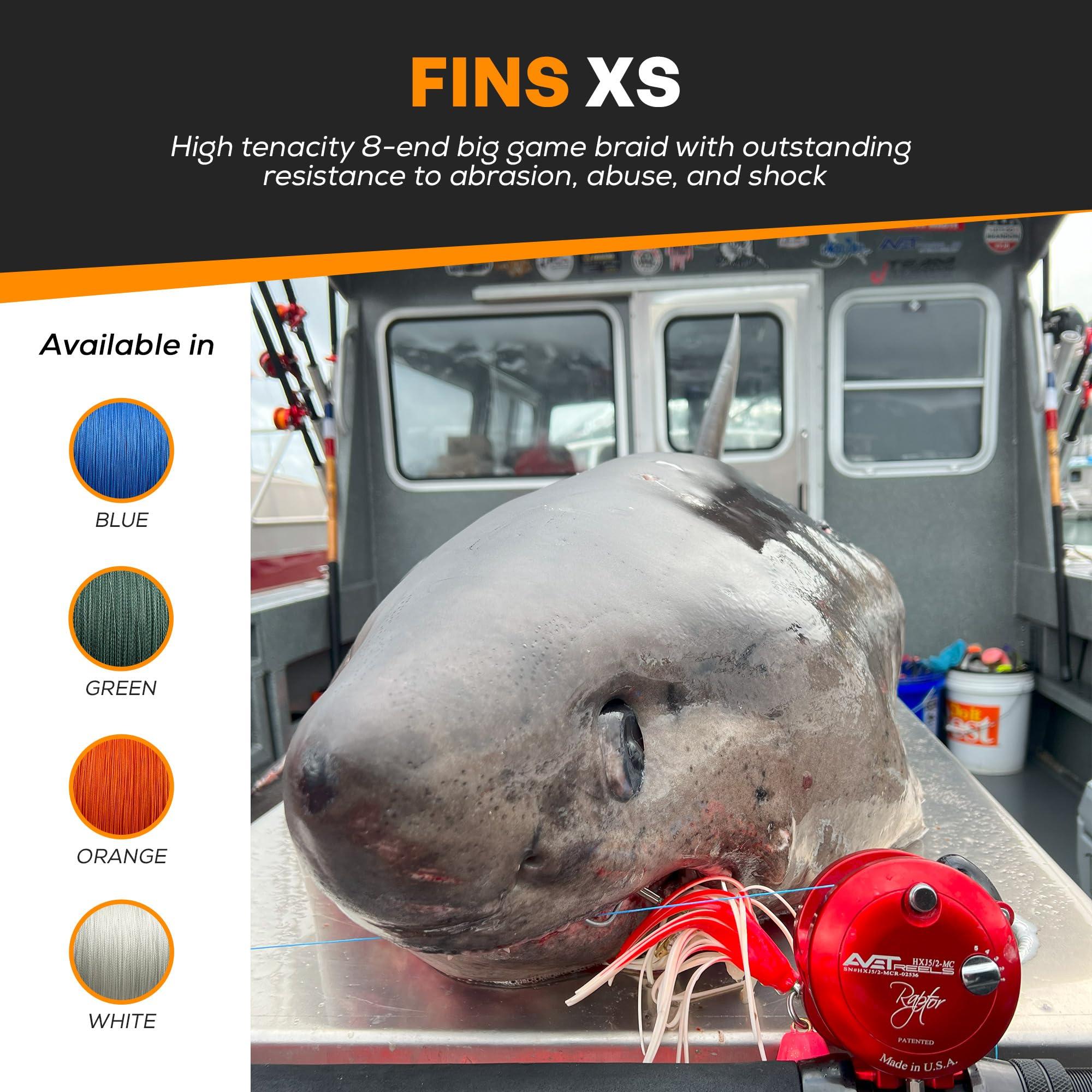 FINS FINS XS Big Game Braid - USA Made - 8-End Round Abrasion Resistant Braided Fishing Line for Freshwater/Saltwater Trolling and Bottom Fishing - White - 100 lb - 150 Yds