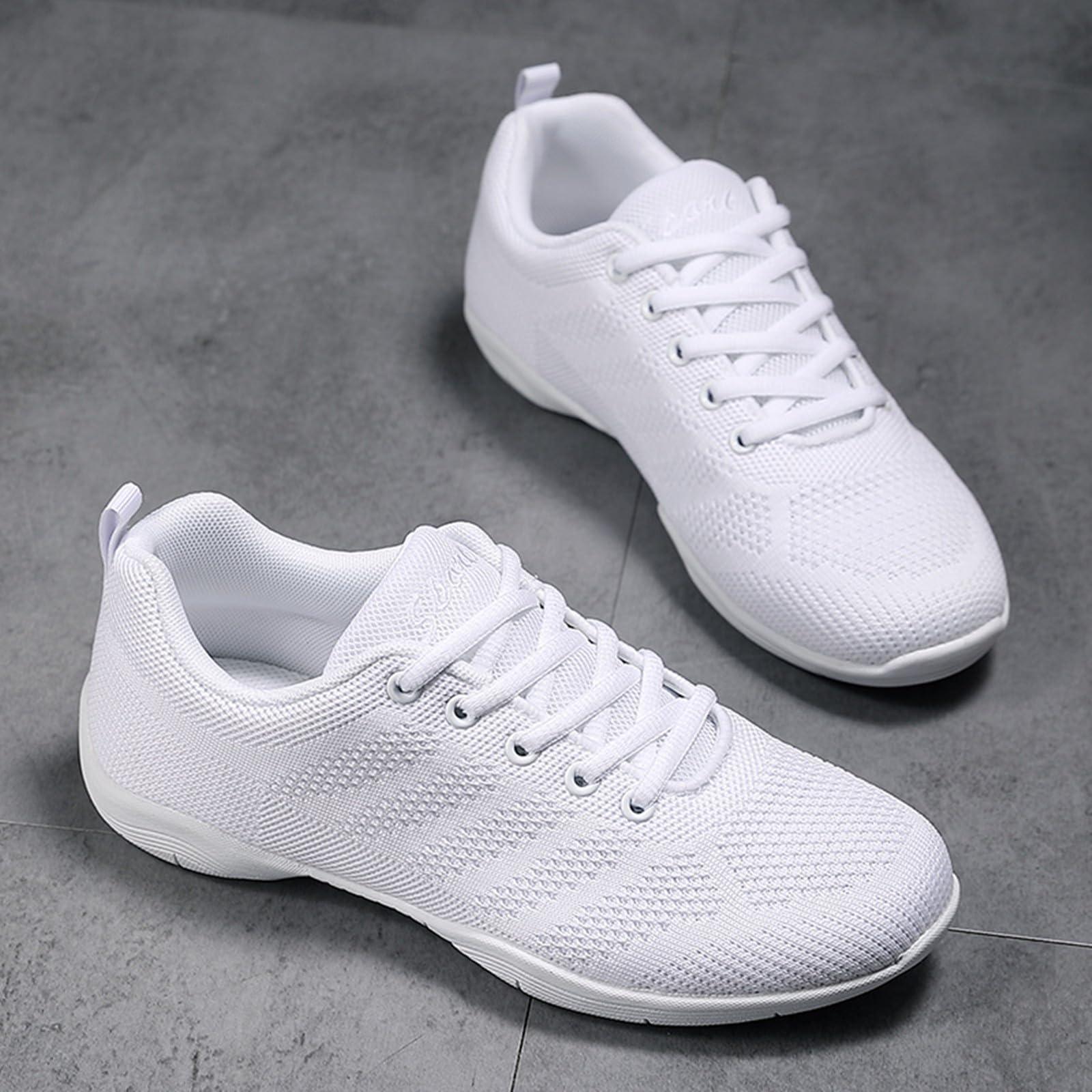 DADAWEN DADAWEN Girls Cheer Shoes White Cheerleading Shoes Dance Athletic Training Tennis Breathable Women Youth Lightweight Competition Cheer Sneakers White US Size 10/EU Size 42