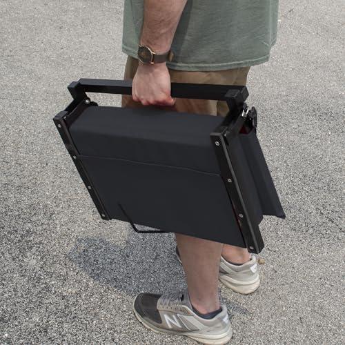 American Furniture Classics Outdoor Leisure Stadium Chairs for Bleachers with Back Support Products, Large Ultra-Padded Seat for Complete Comfort, Easy Carry Handle with Adjustable Shoulder Strap, BLACK (STADBLKL)