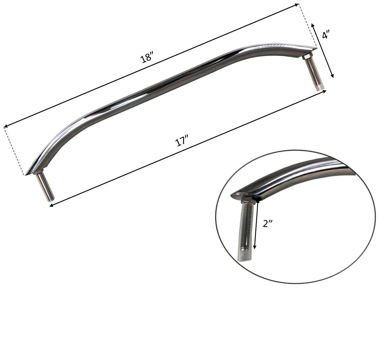 Pactrade Marine Pactrade Marine Boat Stainless Steel Heavy Duty Handrail Grab Handle 18 Inches with Studs Hardware