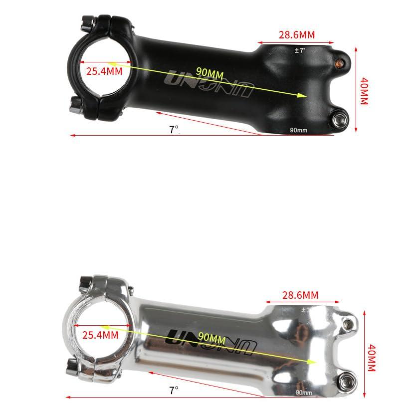 DJC Components DJC Stem Bike Ultralight 7 Degree 17 Degree 35 Degree MTB Road Stem Balance Bike for Fork 28.6 25.4MM 60-130MM Mountain MTB Bicycle Kalloy Matte Black/Glossy Silver (1# Matte Black, 35 Degree-90mm)