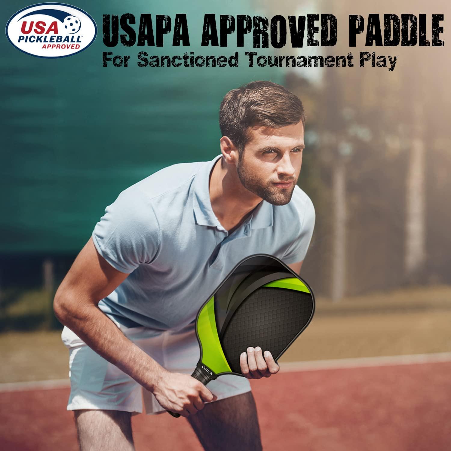 Gonex Gonex Pickleball Paddles, USAPA Approved Graphite Pickleball Set of 6 Paddles with 8 Balls, 2 Portable Carry Bags