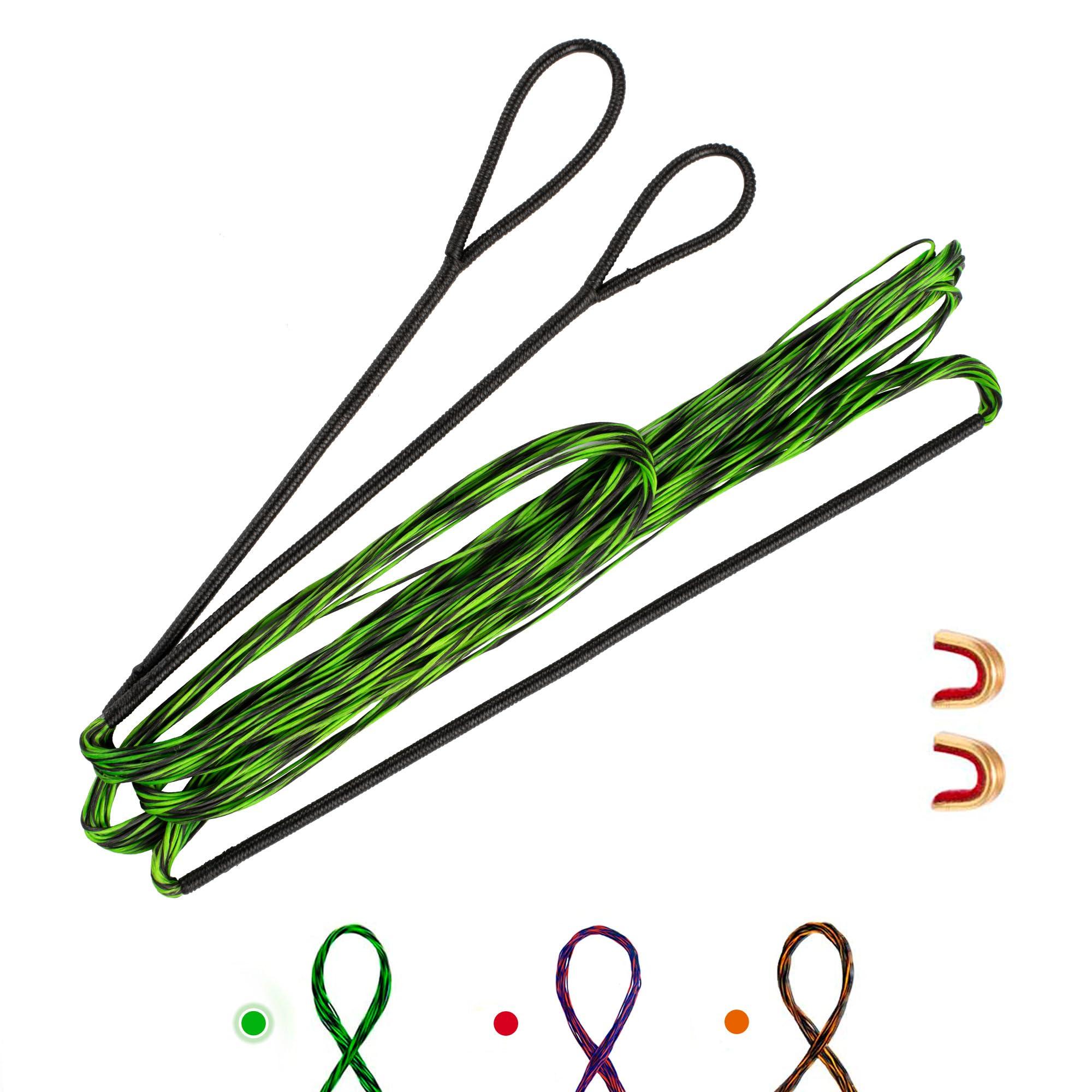 Deerseeker Outdoor Deerseeker Archery Bowstring Set with 2 Nocking Points Dacron Recurve Bow String Replacement 12, 14, 16 Strands for Traditional Longbow Bow Shooting 48-70 inchesGreen, 1pcs