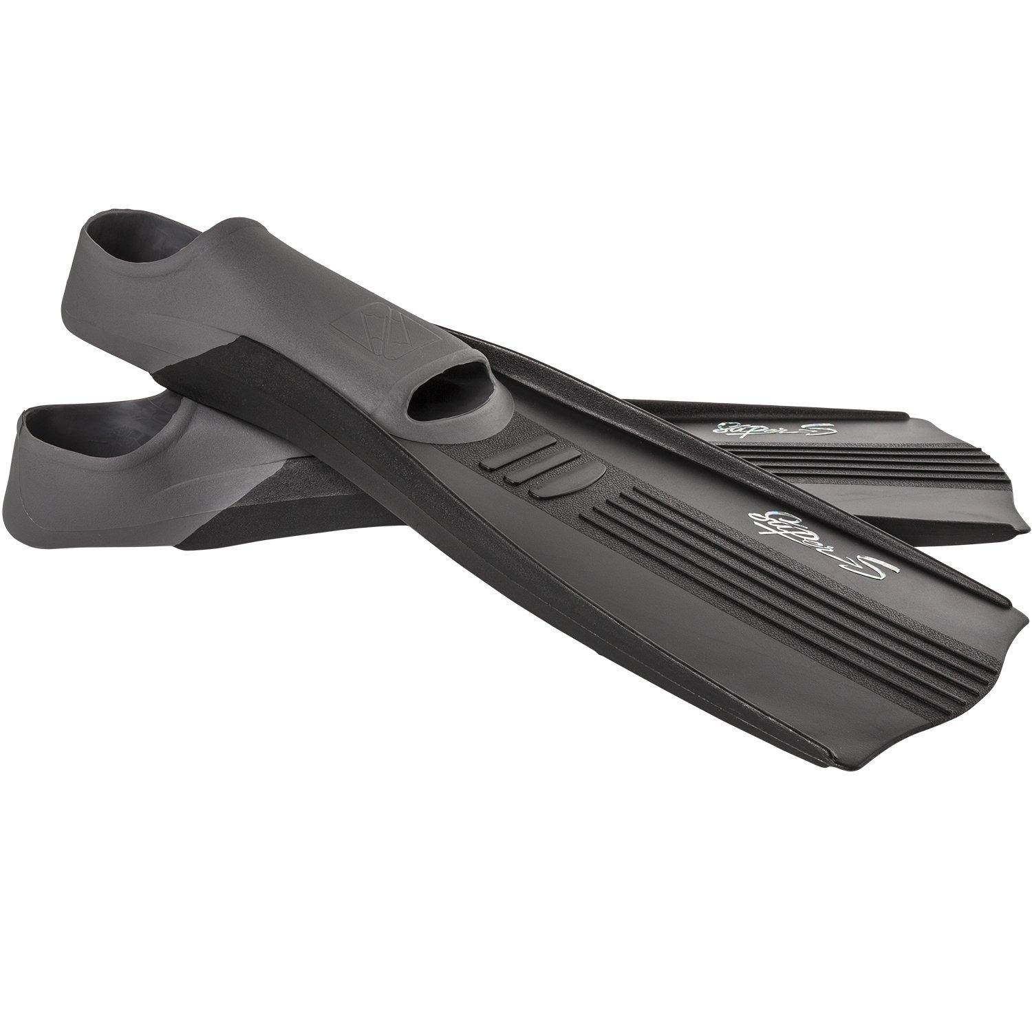 IST IST Super S Snorkeling Fins with Better Balance Blades & Closed Heel Full Foot Pocket, Eco Friendly Design (Medium, Black)