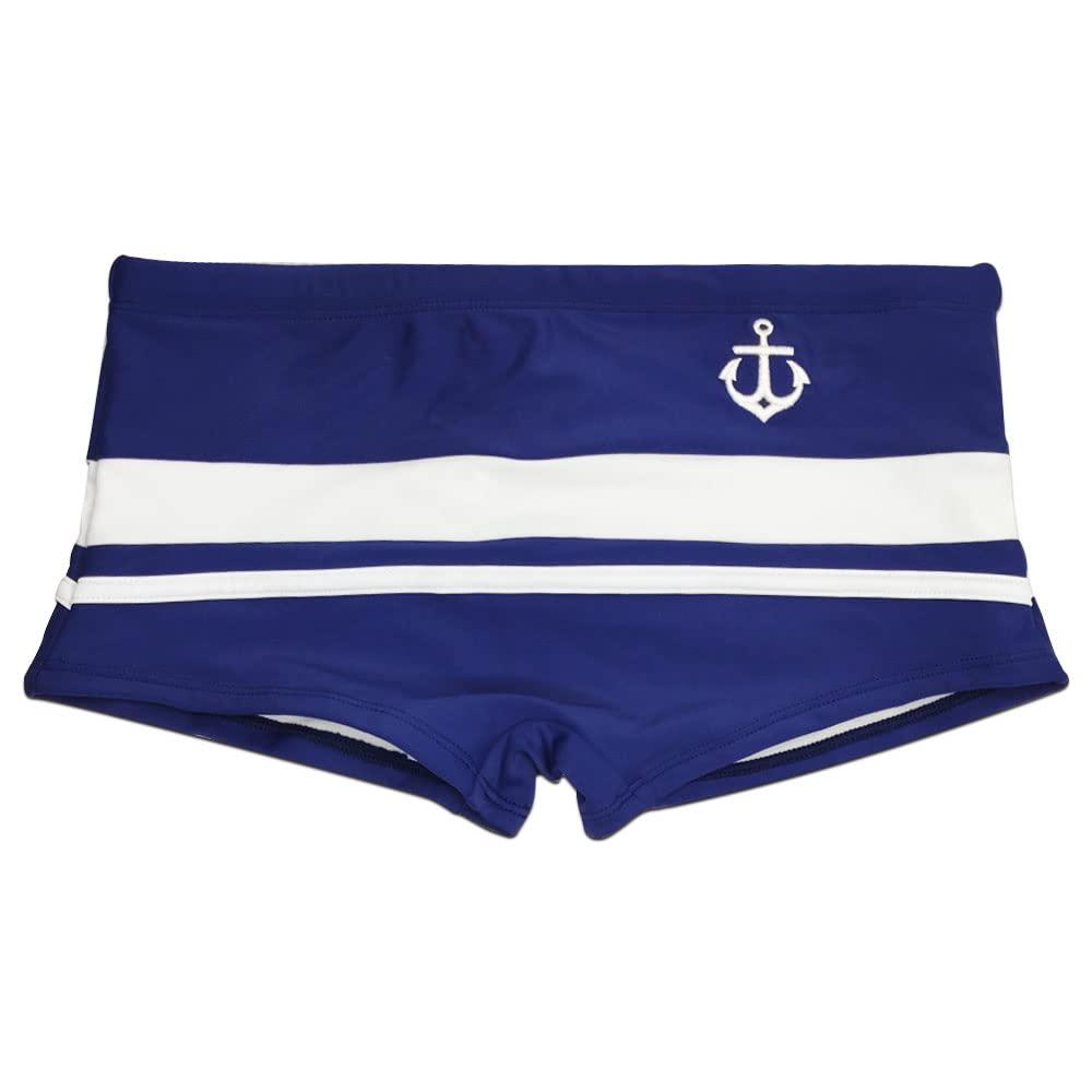 UXH UXH Sexy Swimming Trunks Men's Boxer Swim Shorts Strips Surfing Bathing (Navy Blue,X-Small)