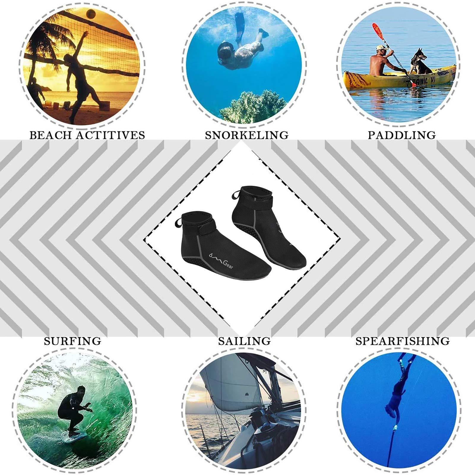 OMGear OMGear Water Socks Neoprene Socks Beach Booties 3mm Scuba Diving Surfing Snorkeling Wetsuit Outdoors Socks Fin Swim Socks (3mm Low Cut/Grey, M(men 8-9,women 9-10)