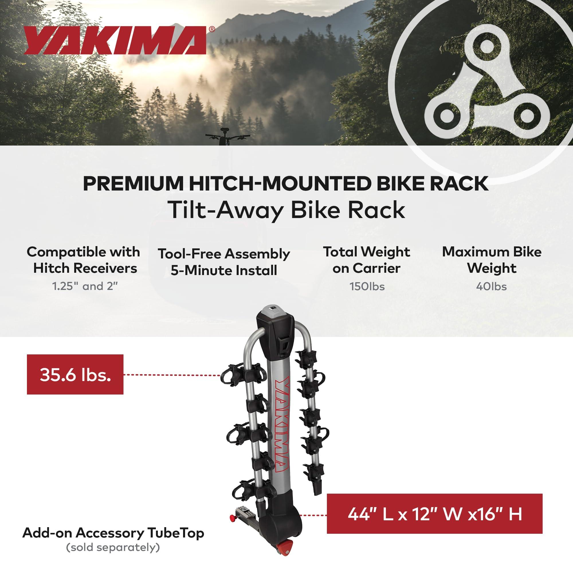 Yakima Yakima RidgeBack 5 Bike Capacity Tilt Away Hitch Bike Rack with 1.25 and 2 Inch Hitch Receiver for Cars, SUVs, and Trucks, Black