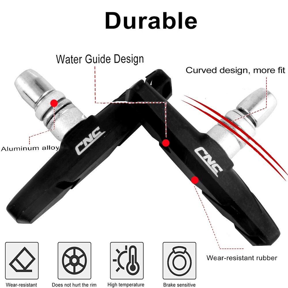 chooee Chooee Bike V-Brake Pads, Bicycle 70mm Brake Blocks Set, 2 Pairs Universal Brake Shoes, Black