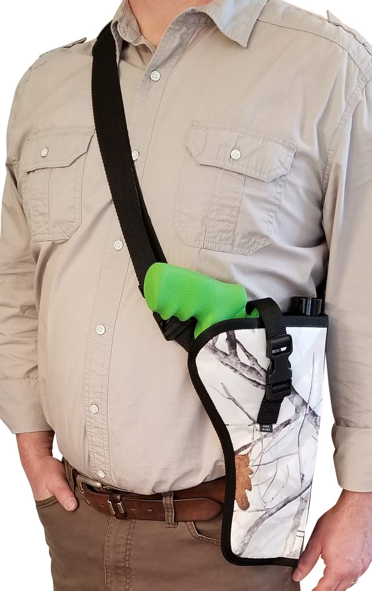 Silverhorse Holsters Silverhorse Holsters Chest Gun Holster | Fits Taurus Raging Bull, Raging Hunter, Raging Judge with Smaller Scope in 6.5\" - 8.375\" Barrel Lengths (8.375\" Barrel Right Hand, Hardwood Snow Camo)