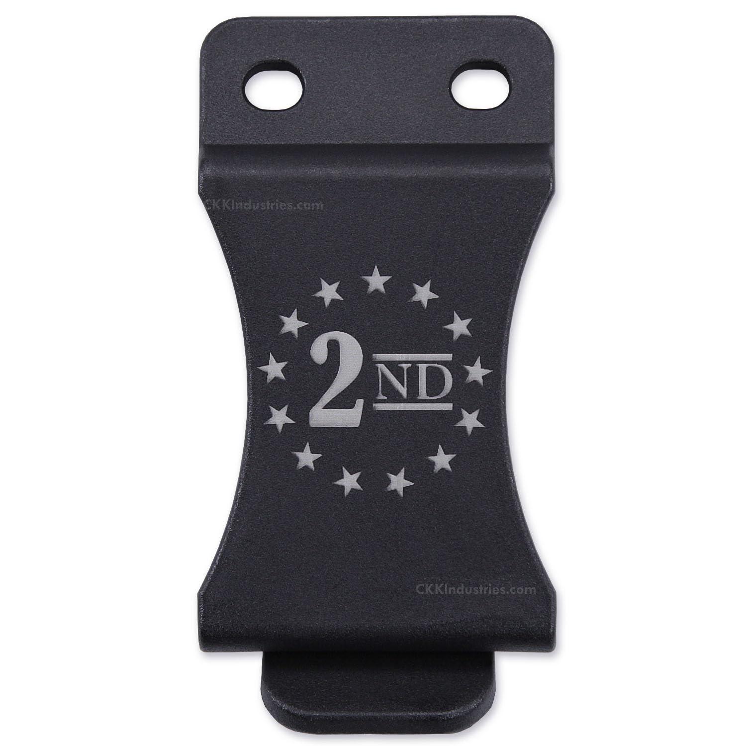 Holstex KYDEX Belt Clip for Holsters & Sheaths (w/2nd Amendment - Stars Engraving) - (Fits 1.75in Belts) - (Inside-The-Waistband/IWB) - (USA Made) - (1 Pack)