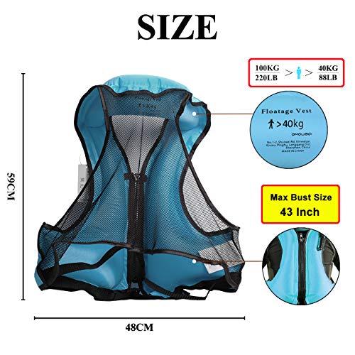 OMOUBOI OMOUBOI Inflatable Snorkel Vest Kayak Inflatable Buoyancy Vest for Adults Snorkel Jackets for Swimming Snorkeling Paddling Boating Water Sports Beginner Adults-Only 105-220 lbs