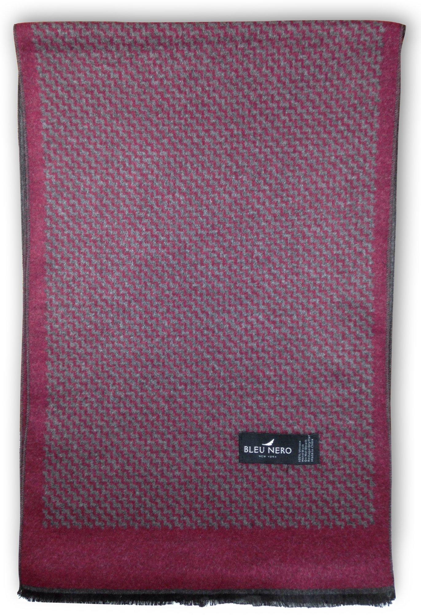 Livativ Livativ Bleu Nero Luxurious Winter Scarf for Men and Women Large Selection of Unique Design Scarves Super Soft Premium Cashmere Feel Burgundy Grey Diagonal Zigzag Border