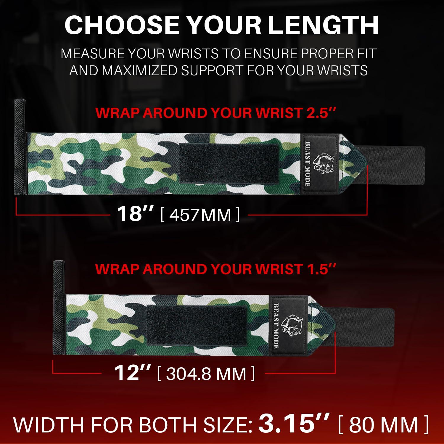 TECEUM TECEUM Weightlifting Wrist Wraps with Thumb Loop Camo Arms on Fire 12 inch Heavy-Duty Workout Wrist Support & Protection Ideal for Powerlifting, Strength Training, Bodybuilding