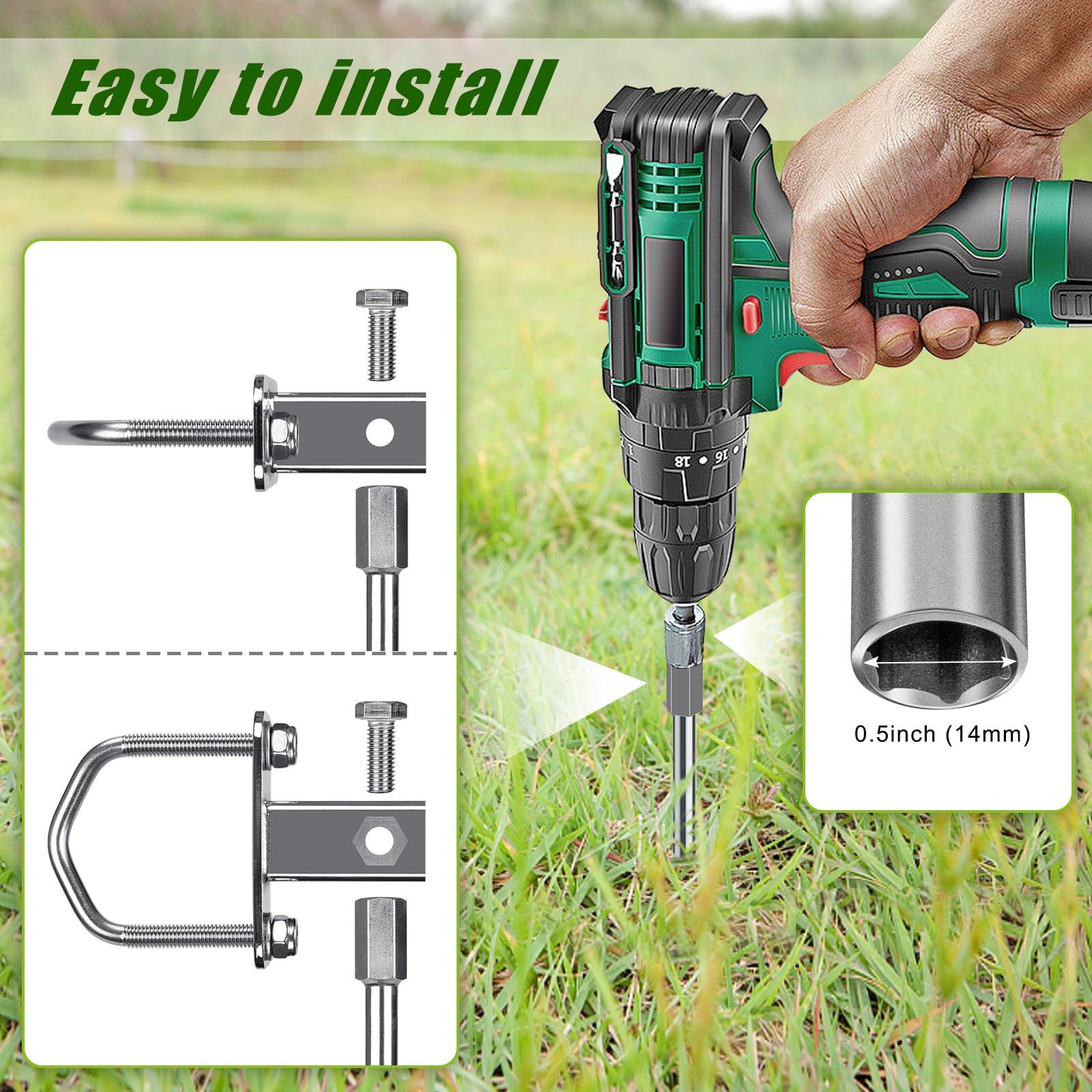 Insaga Insaga Multi-Purpose Ground Anchors, Fully Welded Trampoline Anchors, 16.5'' Mobile Home Anchors, Shed Anchor Kit for Trampoline, Swing Set, Carport,Play Ground, Set of 4