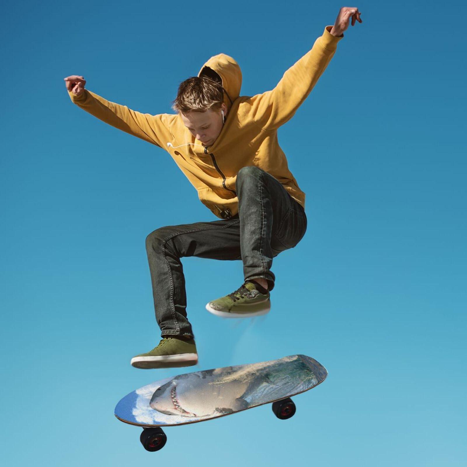 VitVerCosy VitVerCosy Shark Skateboard Grip Tape Longboards Griptape Bubble Free Anti-Slip Deck Sandpaper for Rollerboard 10" x 40"