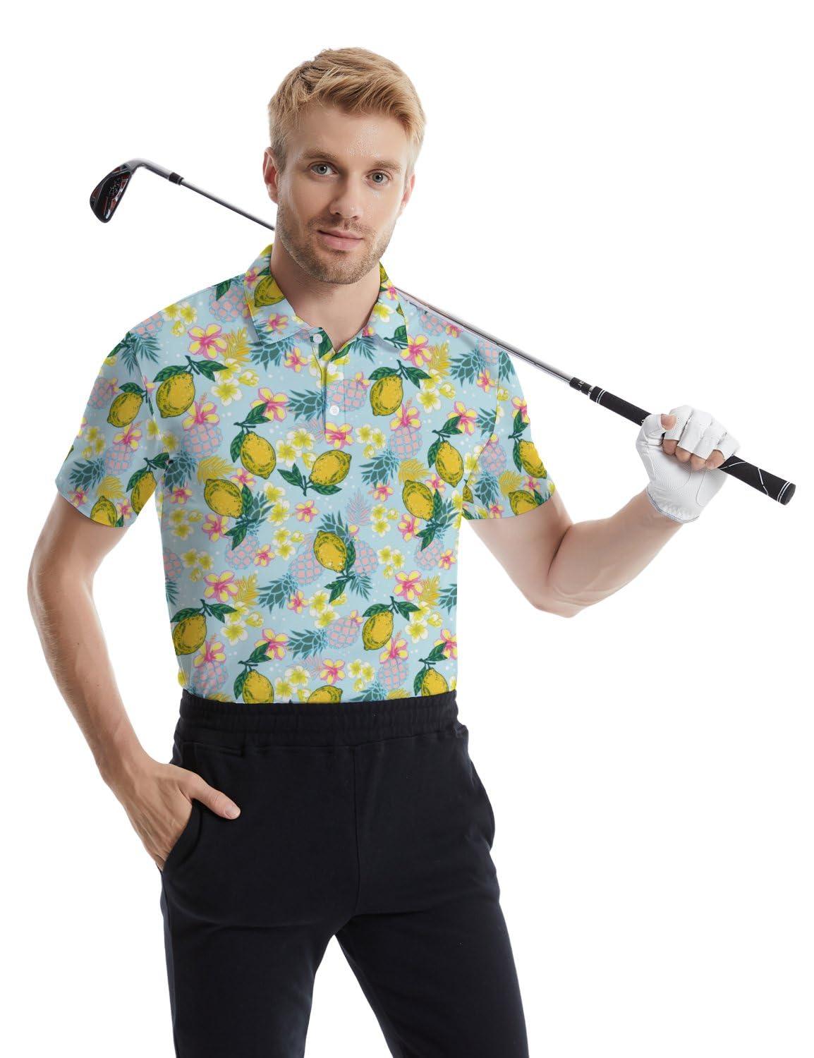 MSCPZH MSCPZH Mens Golf Shirts Hawaii Golf Polo Shirts for Men Short Sleeve Polo Shirts Golf Mens Polo