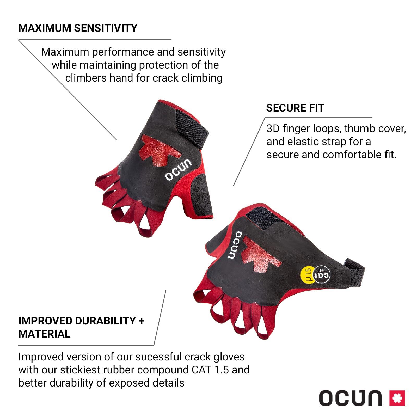 Ocun Ocun Crack Gloves Pro for Advanced Rock & Crack Climbing, Lightweight Protective Outdoor Recreation Gloves, Small