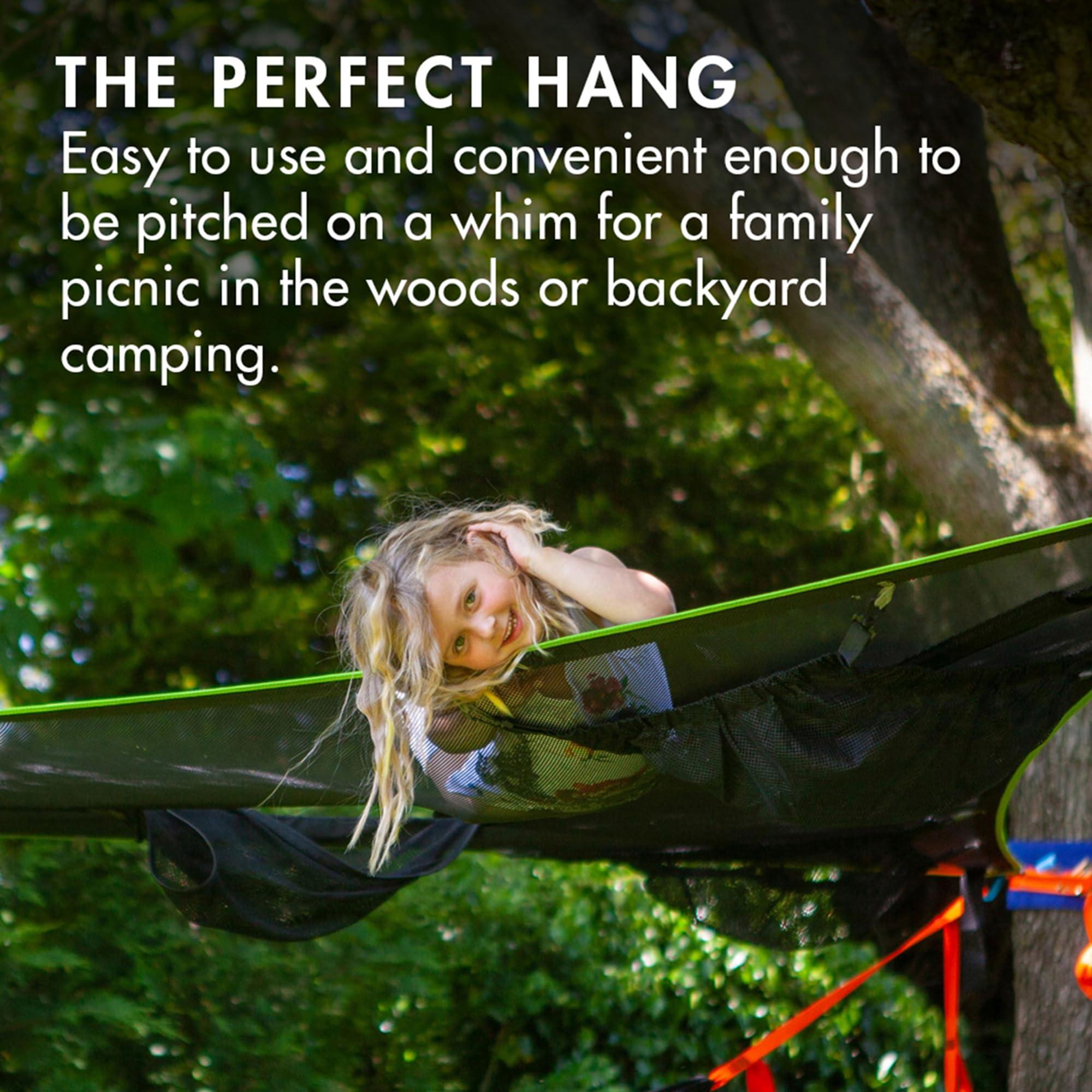 Tentsile Tentsile Trillium Giant Hammock, The Original Tree Tent Company, 3 Adult Capacity, Anti-Roll, Central Hatch, Ratches and Straps Included, Designed in The UK (3 Person, Black Mesh)