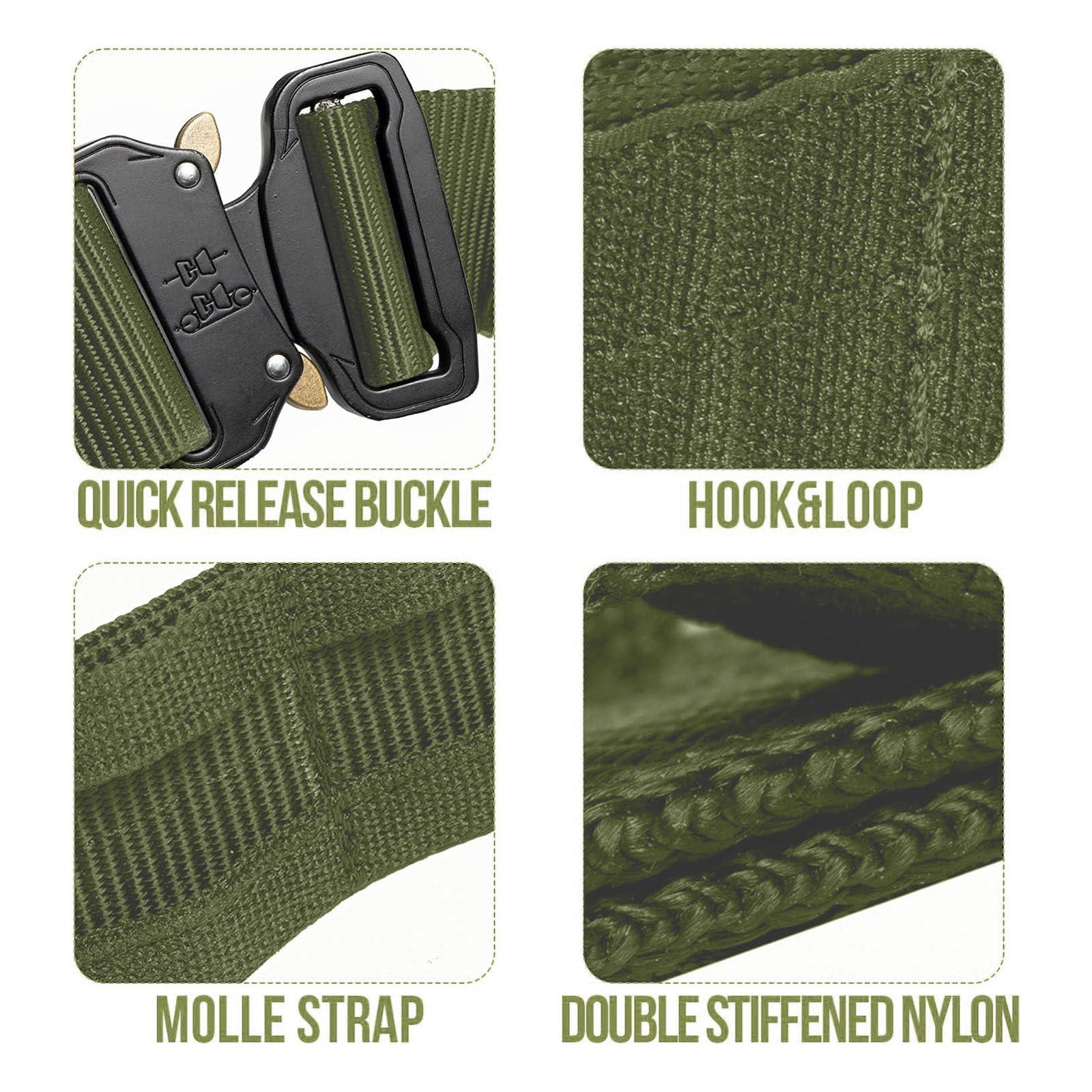 VISMIX VISMIX Tactical Belt, Quick Release 1.75" MOLLE Battle Belt with Inner Belt and Anti-Slip Pad- Heavy Duty Battle Belts