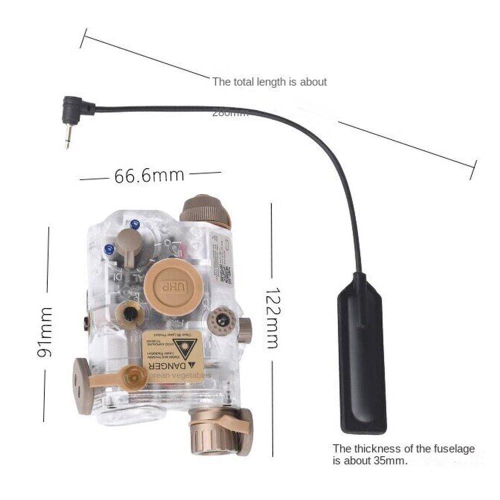 ZTFSETD Plastic LA-C-PEQ15 Box Laser Sights,Box Laser Indicator,Transparent Version,with IR Laser+Red/Green/Blue Laser Sight+Flashlight Whitelight LED,with Pressure Switch,Fit 20mm Rail (Blue Laser DE)