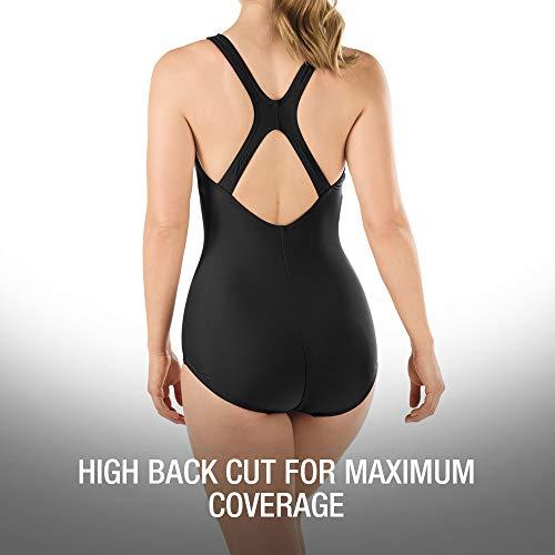 Speedo speedo Women's Swimsuit One Piece PowerFlex Princess Seam Ultraback Conservative Cut,speedo Black,8