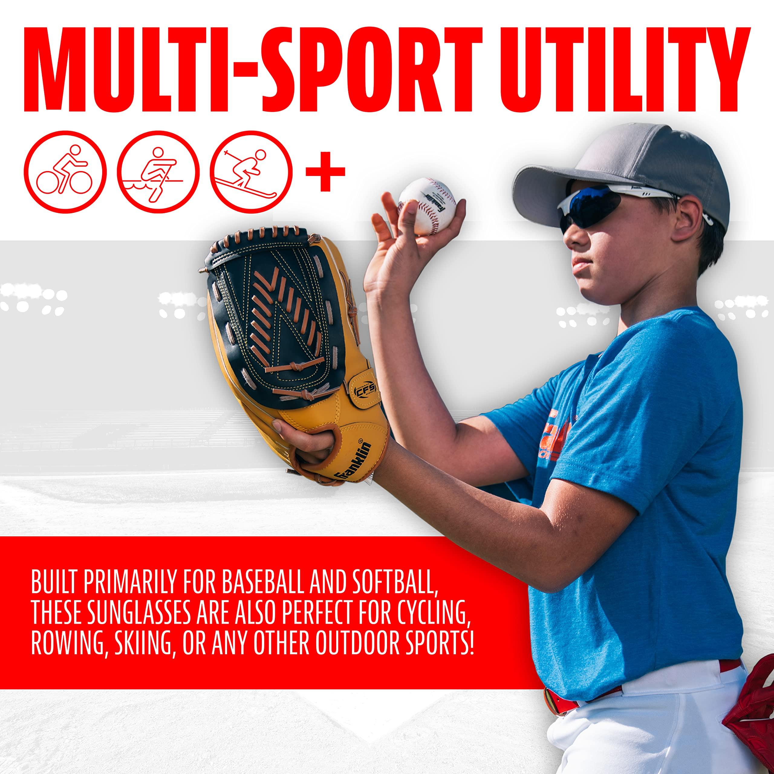 Franklin Sports Franklin Sports Oval MLB WHT DLX FLIP-UP Sunglasses, White, 147mm