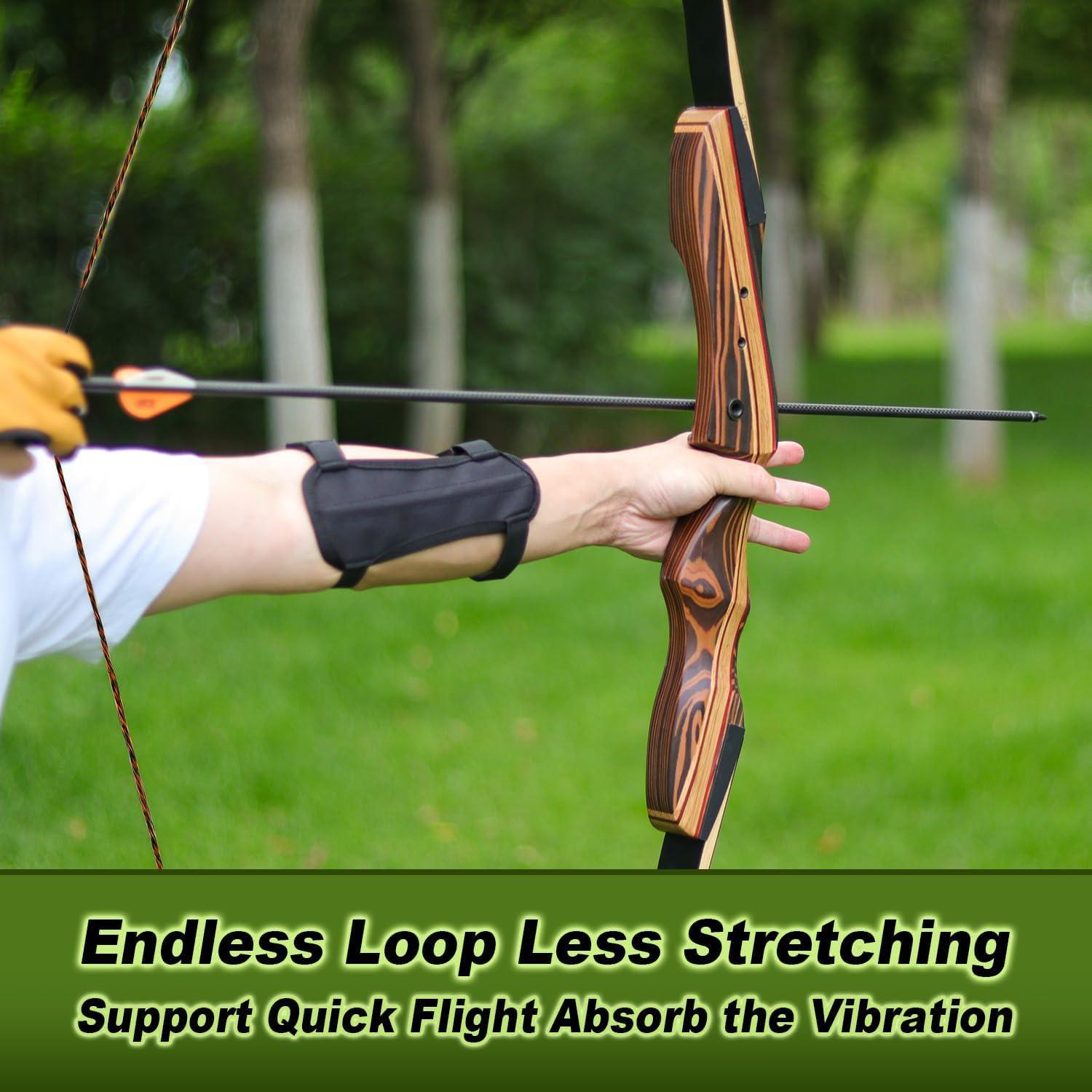 Deerseeker Outdoor Deerseeker Archery Bowstring Set with 2 Nocking Points Dacron Recurve Bow String Replacement 12, 14, 16 Strands for Traditional Longbow Bow Shooting 48-70 inchesGreen, 1pcs