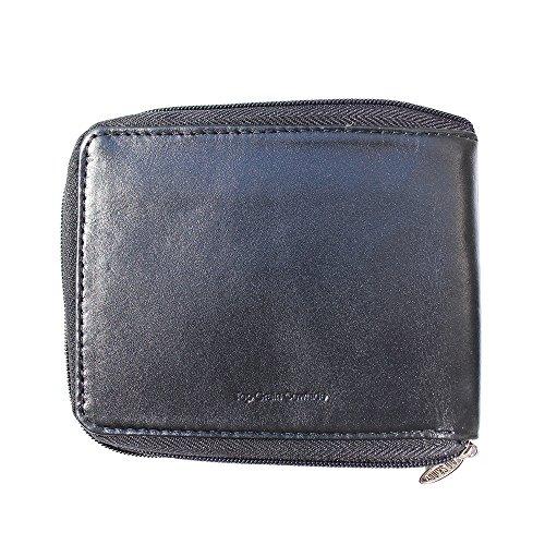 Big Skinny Big Skinny Men's Zipfold Leather Bi-Fold Slim Wallet, Holds Up to 25 Cards, Black
